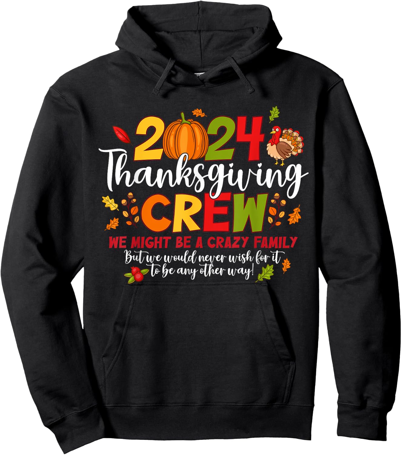 Thanksgiving Crew 2024 Family Matching Fall Autumn Men Women Hoodie - Hoodie | Black