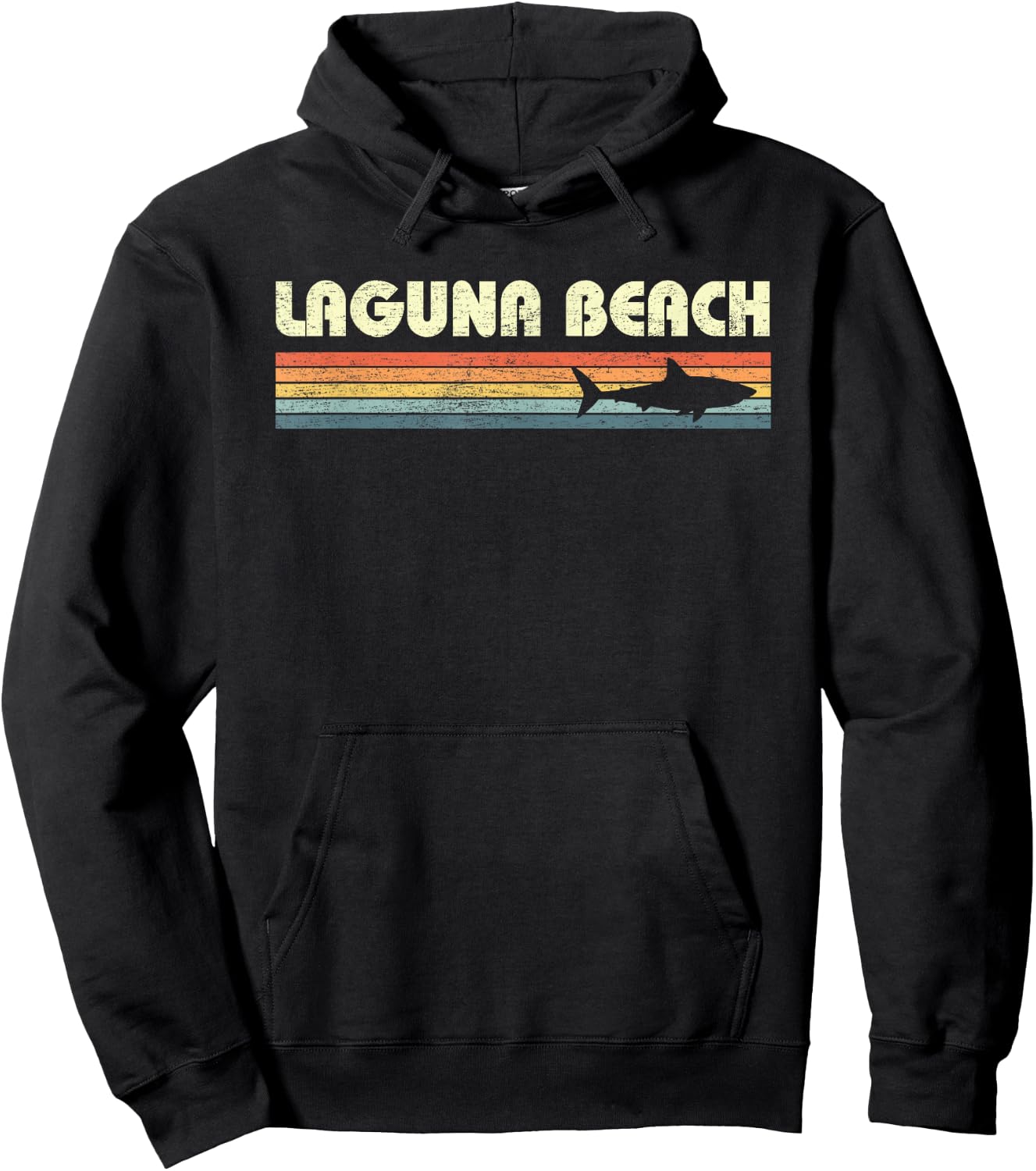 Laguna Beach California CA Vintage Shark Souvenir Kids Hoodie - Hoodie | Black