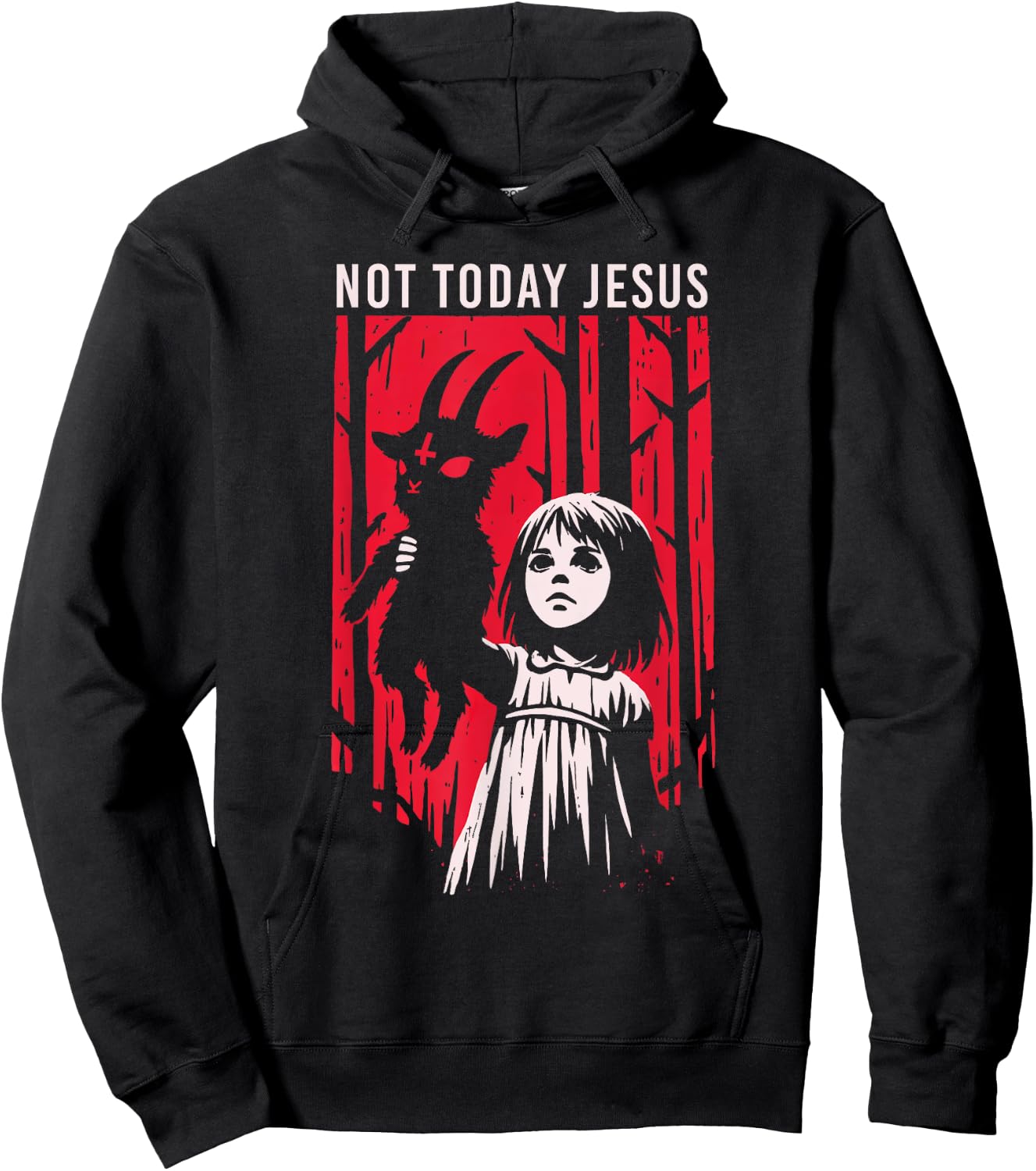 Not Today Jesus Satanic Goth Black Goat Demon 666 Alt Gothic Hoodie - Hoodie | Black