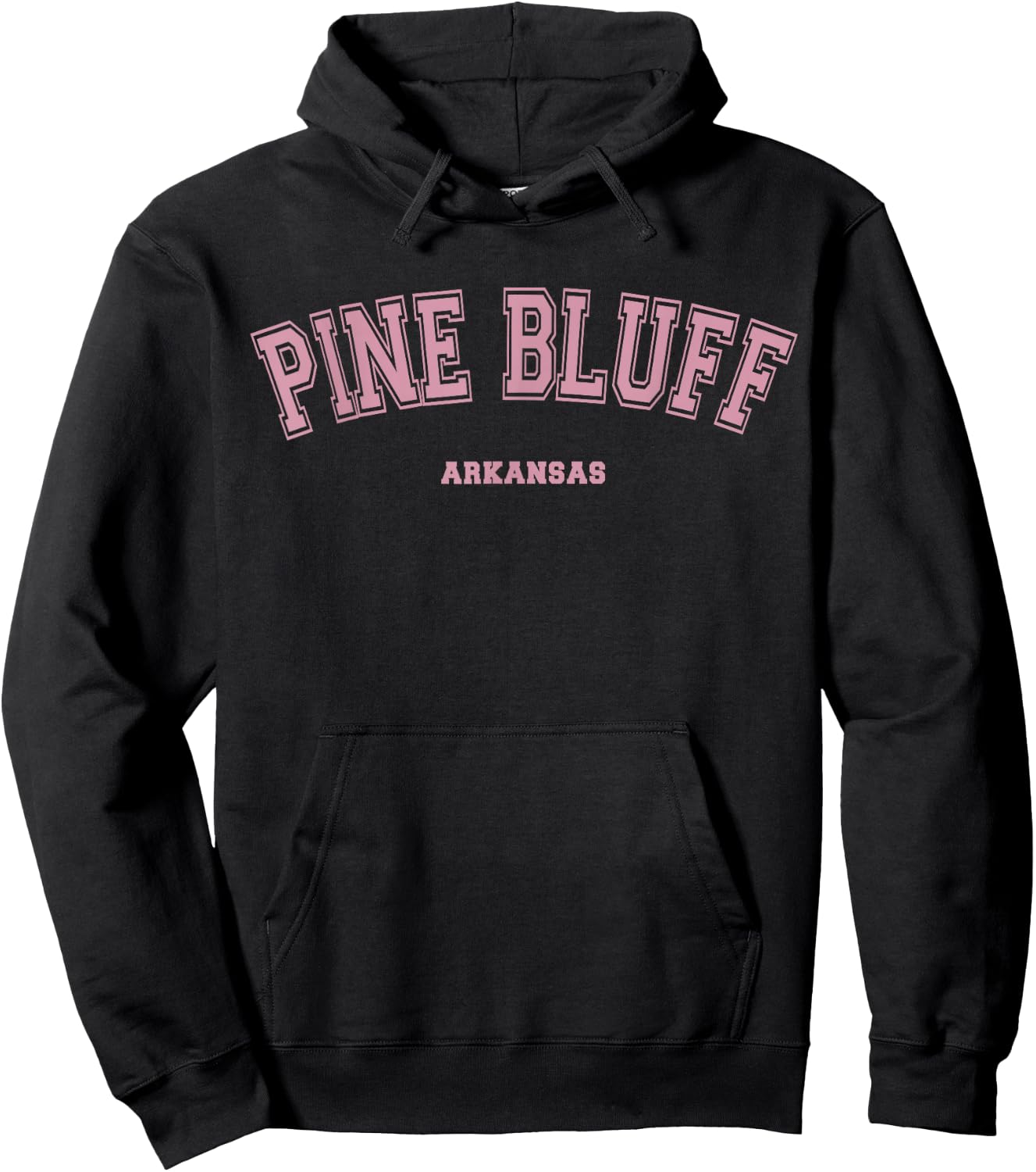 Pink Pine Bluff Arkansas AR Varsity Style on Pine Bluff Hoodie - Hoodie | Black