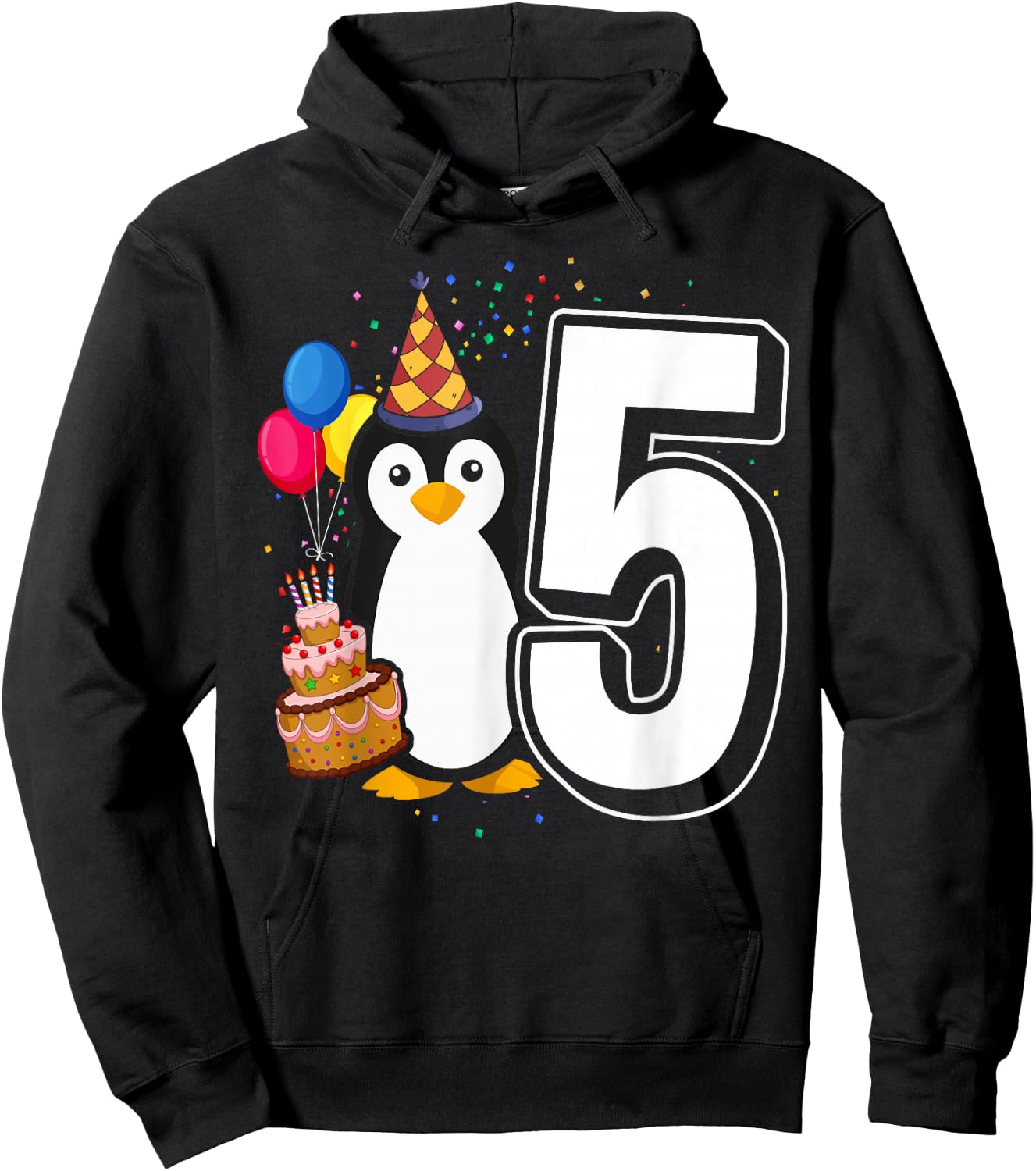 Kids Penguin Birthday 5 Penguin 5th Birthday Outfit Penguin Hoodie - Hoodie | Black