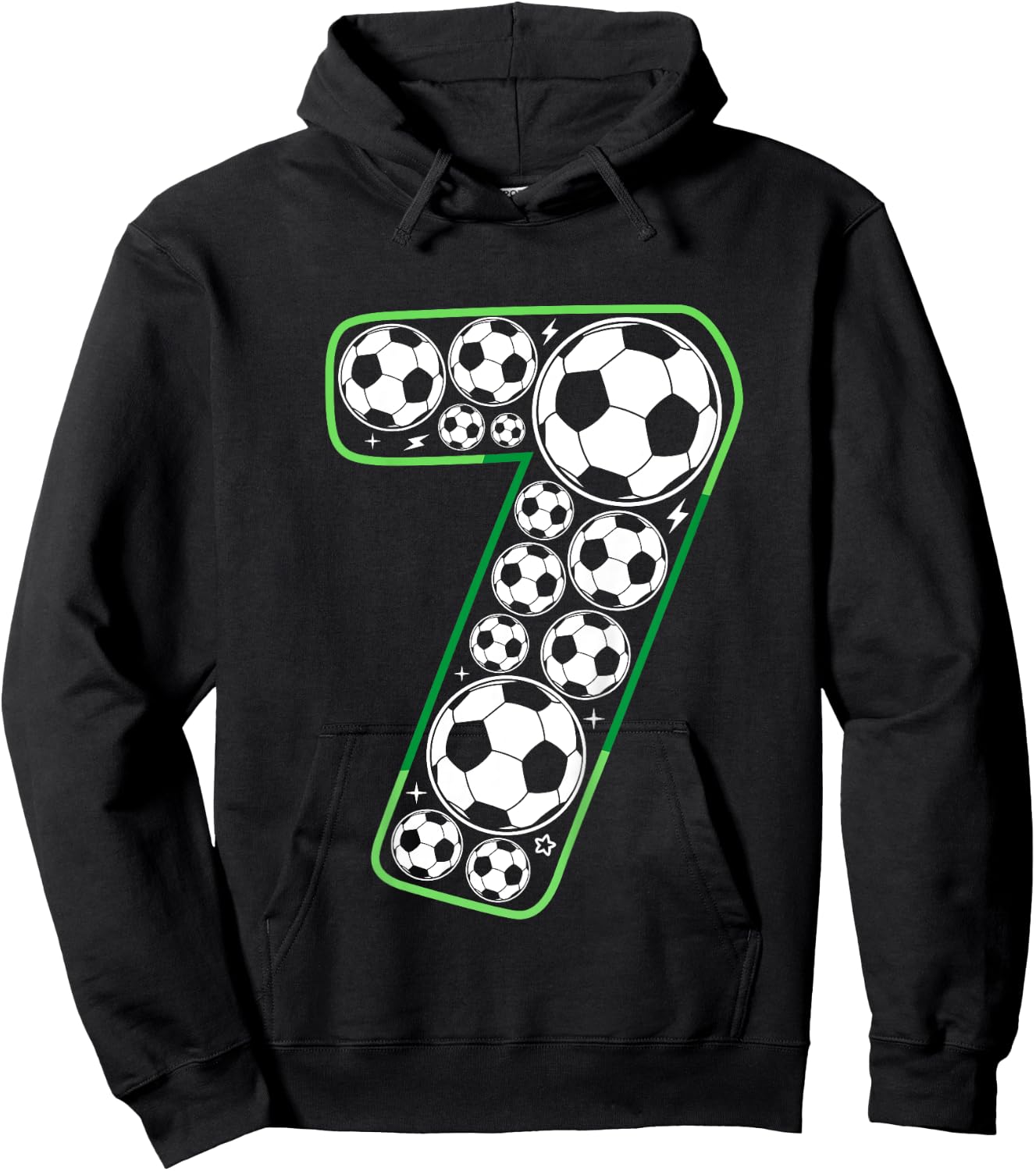 Kids Soccer 7th Birthday Seven 7 Year Old Boy Present 7 Yr Old Hoodie - Hoodie | Black