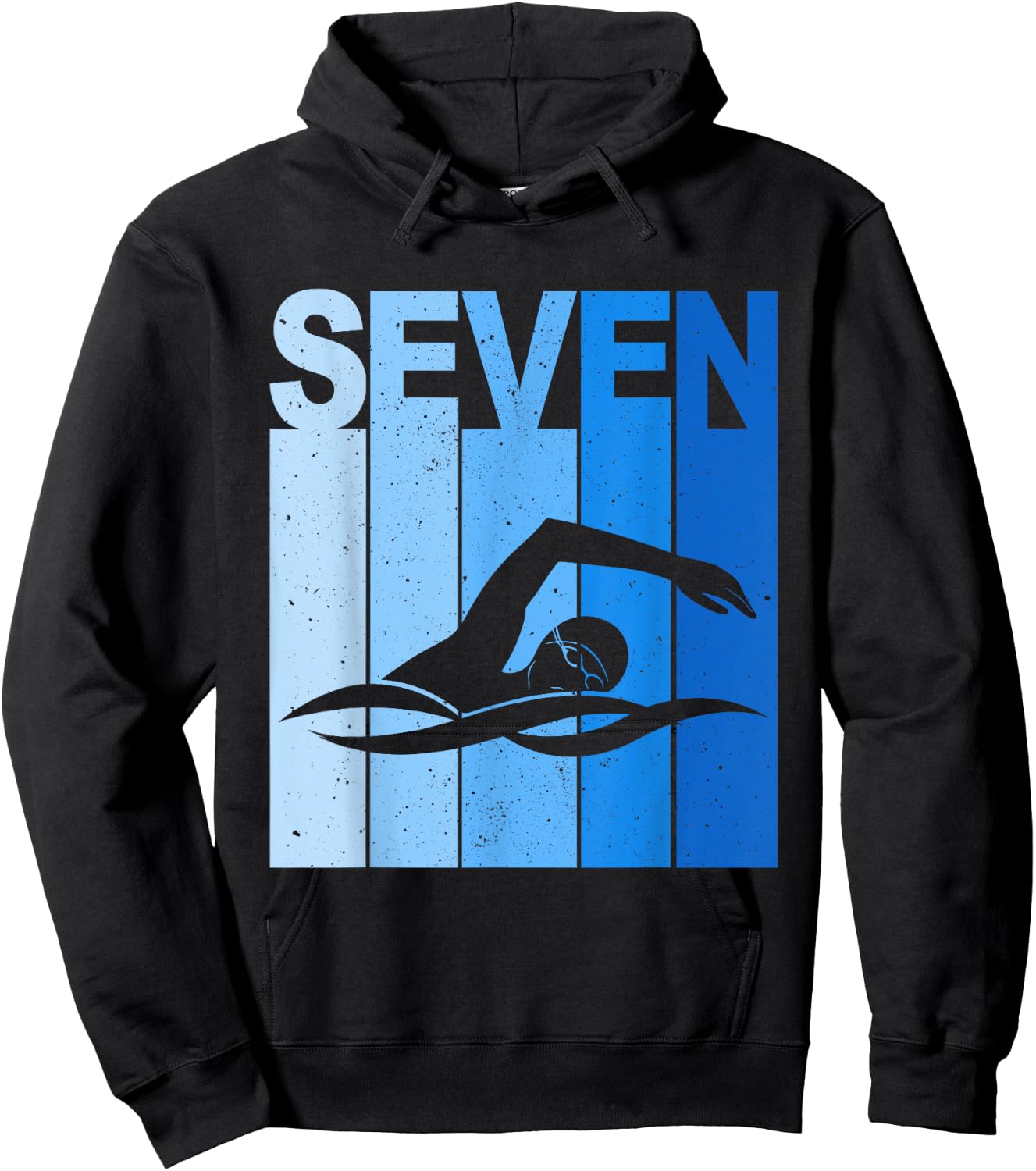 7th Birthday Swimming 7 Year Old Birthday Swimmer Hoodie - Hoodie | Black