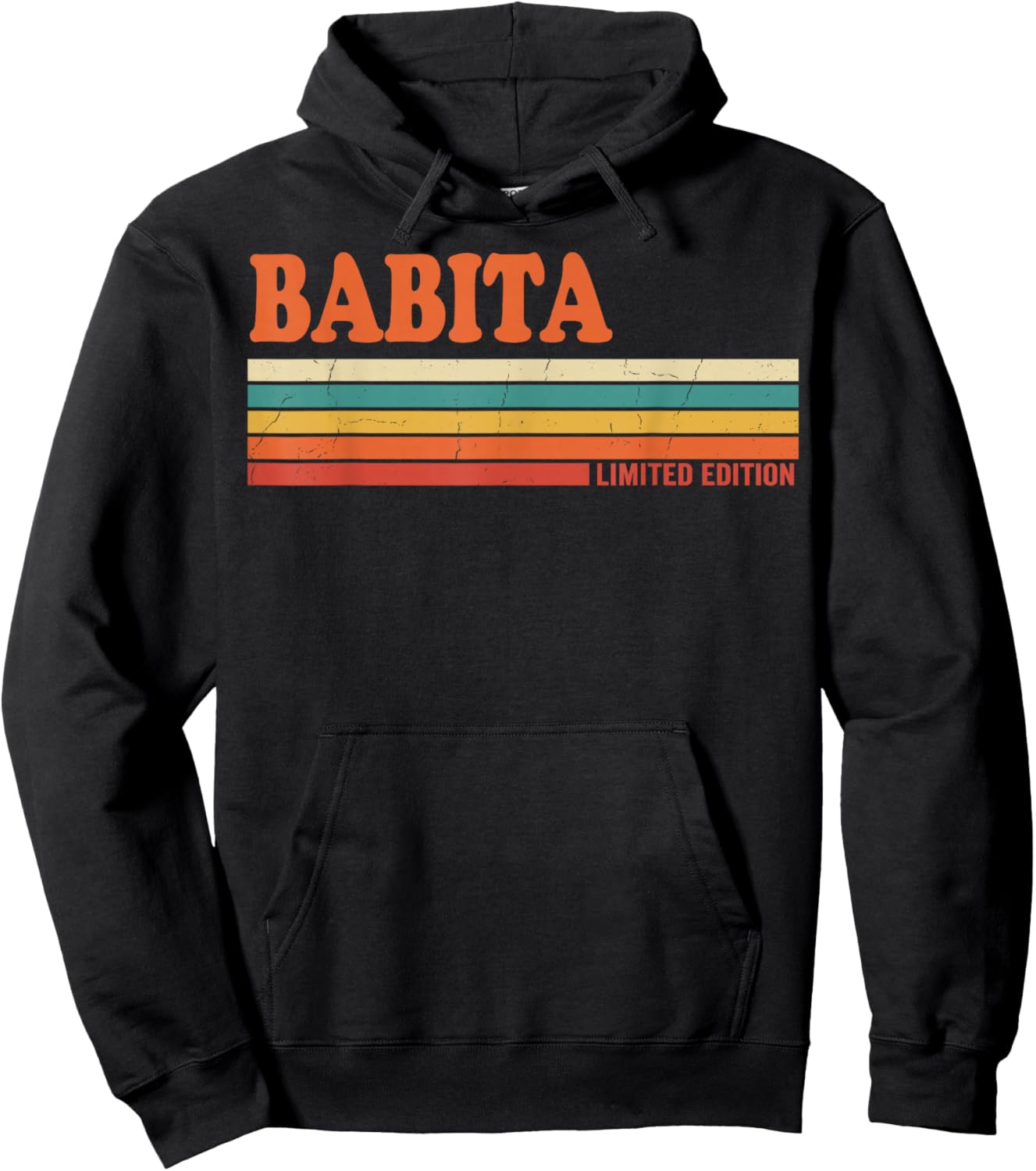 Babita Retro Personalized First Name Vintage Stripes Hoodie - Hoodie | Black