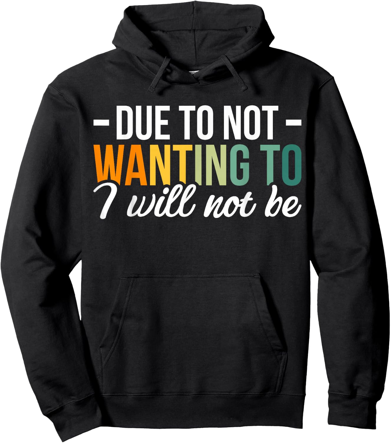 Due To Not Wanting To I Will Not Be Hoodie - Hoodie | Black