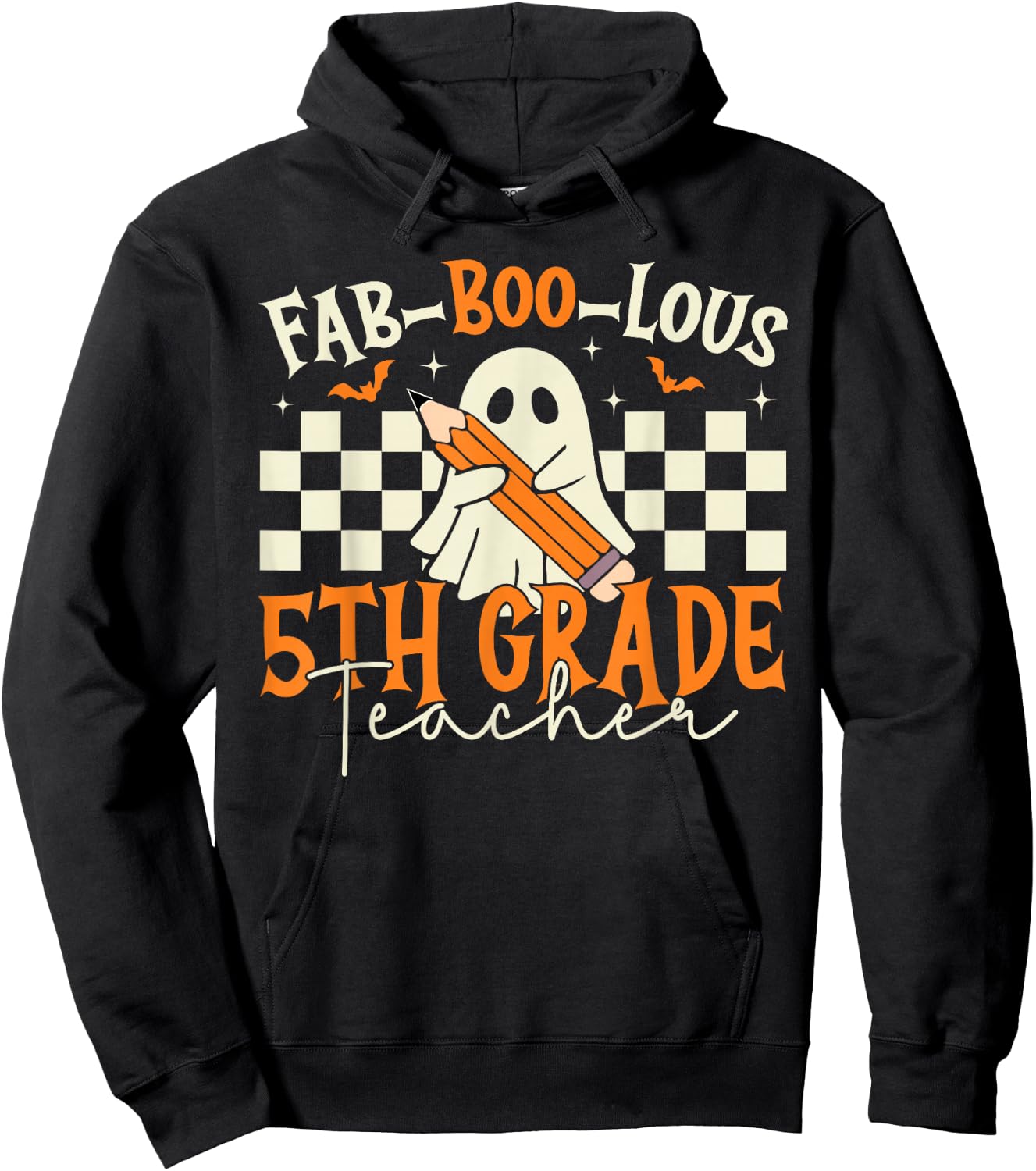 Fab Boo Lous 5th Grade Teacher Retro Ghost Spooky Halloween Hoodie - Hoodie | Black