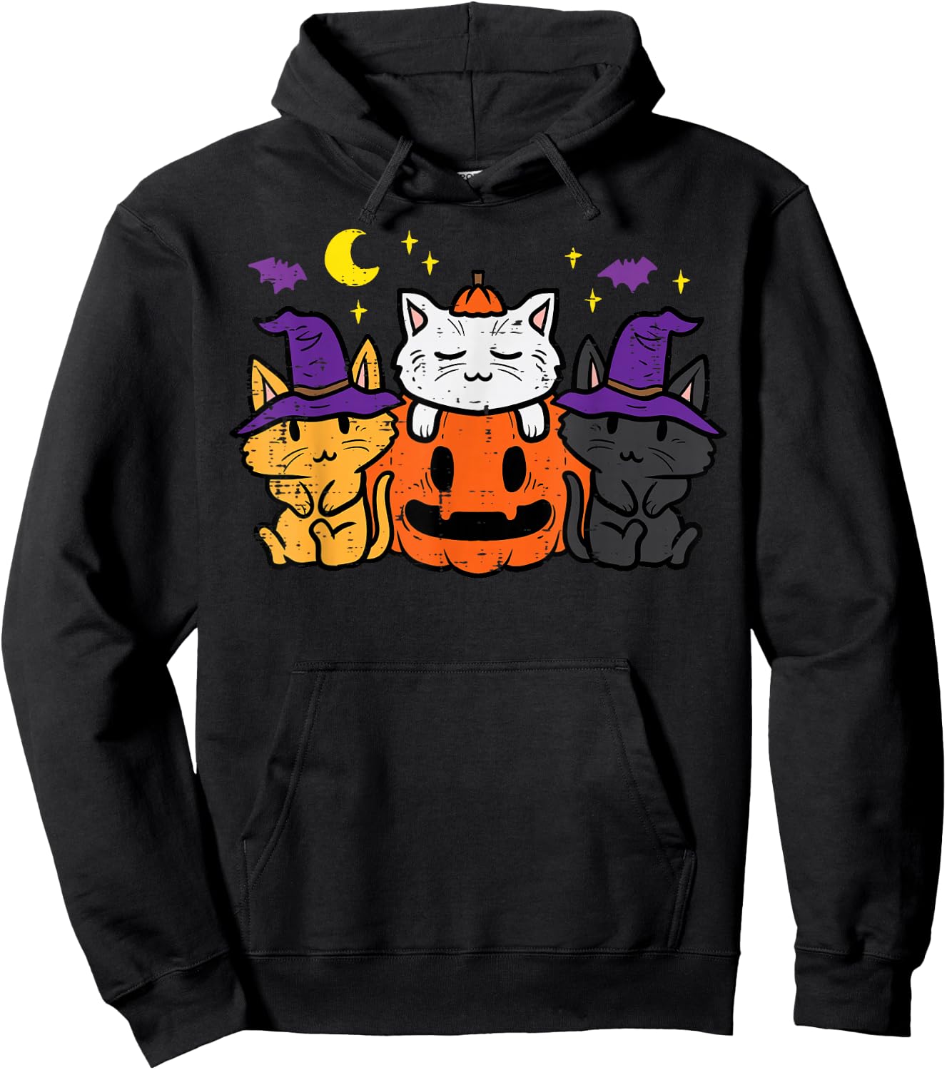 Halloween Cats Pumpkin Kitten Costume Girls Kids Youth Women Hoodie - Hoodie | Black