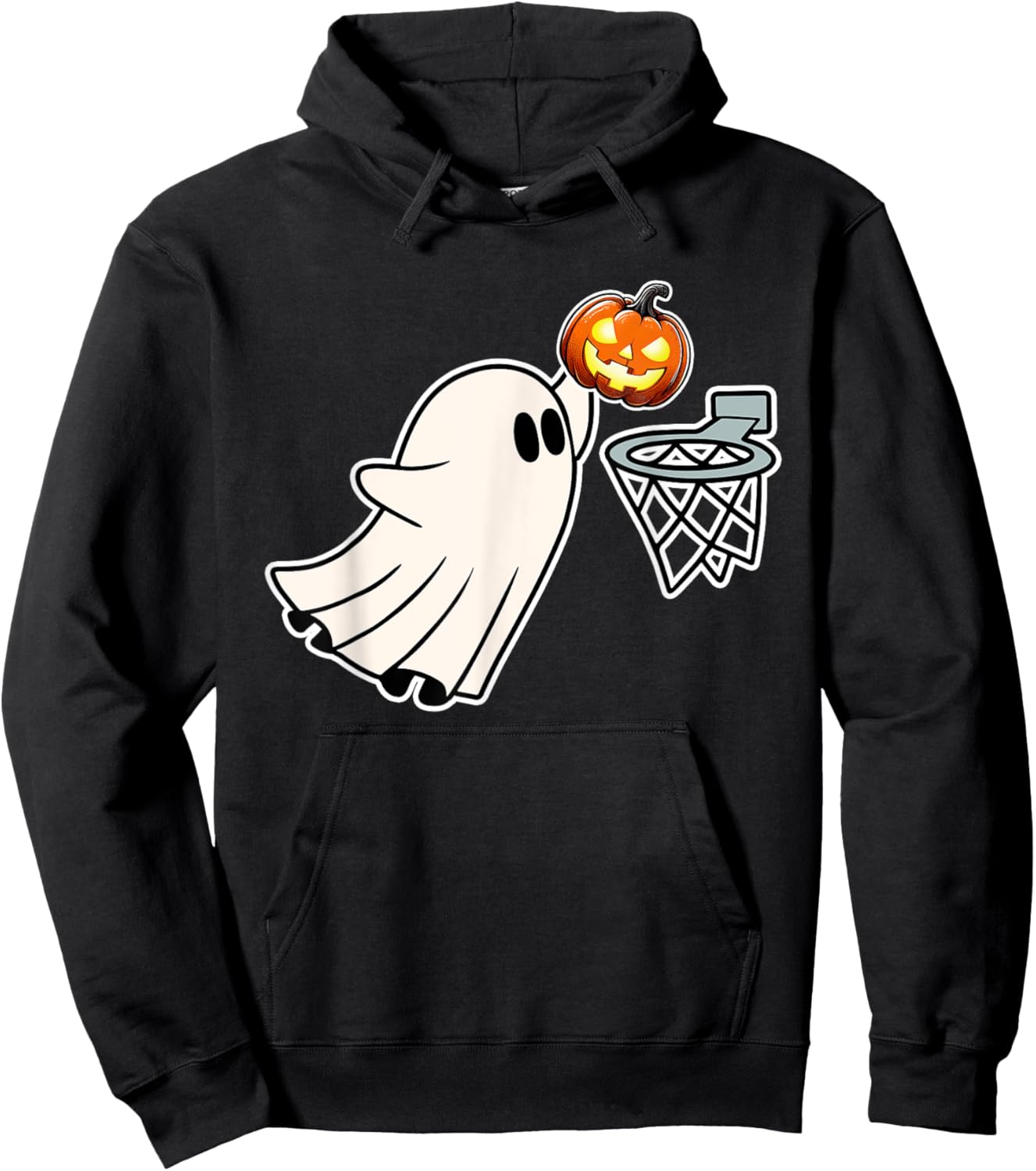 Basketball Ghost Slam Dunk Pumpkin Funny Halloween Costume Hoodie - Hoodie | Black