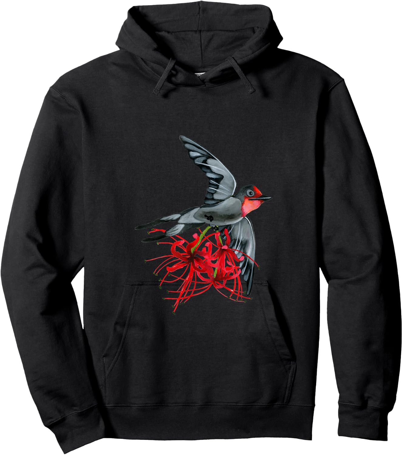 Swallowtail in flight with red spider lilies bird wings air Hoodie - Hoodie | Black
