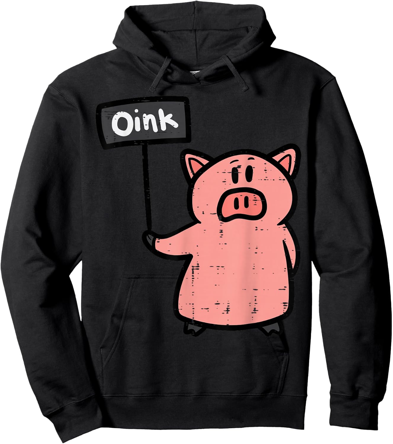 Pig Oink Sign Funny Hog Swine Farm Animal Men Women Kids Hoodie - Hoodie | Black