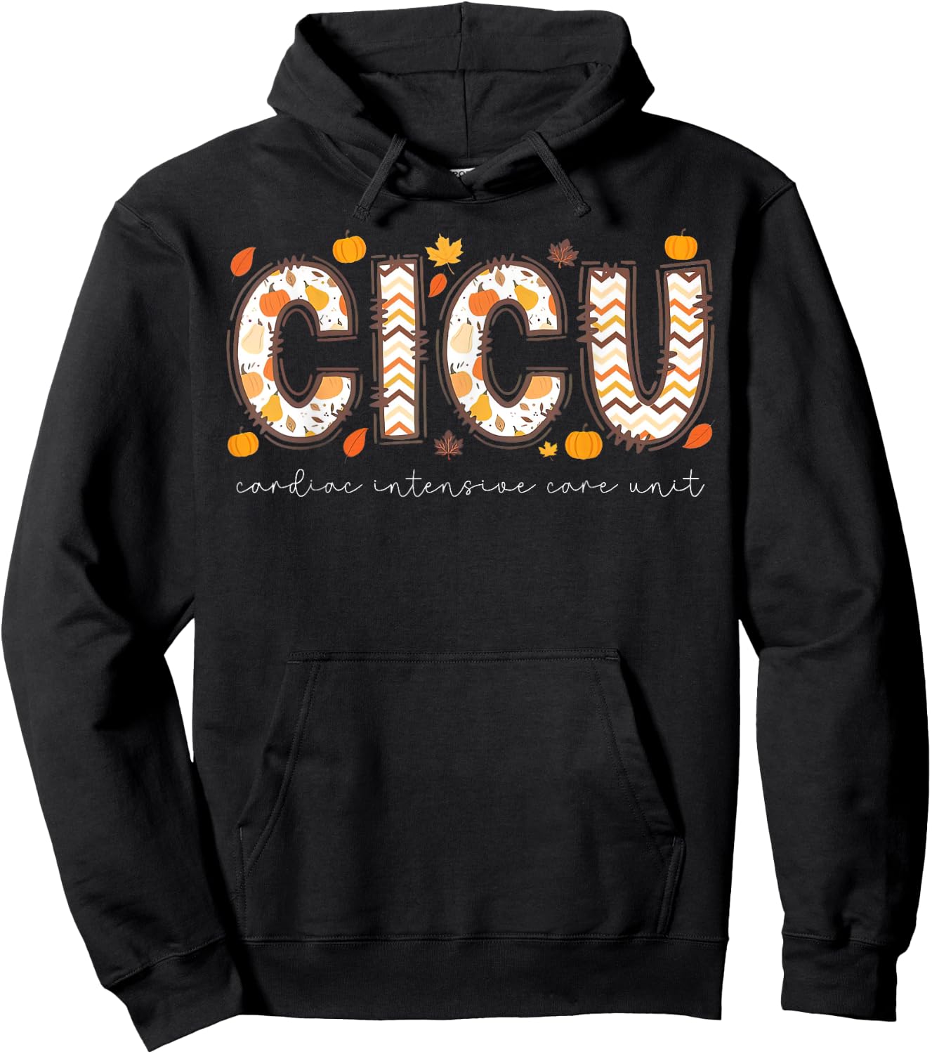 Retro CICU Nurse Autumn Fall ICU Pumpkin Nursing Hoodie - Hoodie | Black
