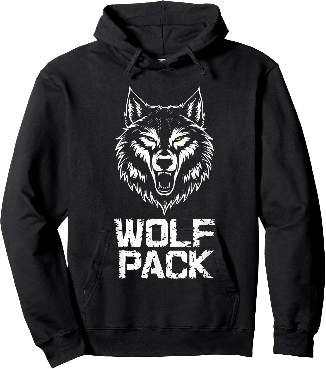 Intimidating Wolf Pack Design Hoodie - Hoodie | Black