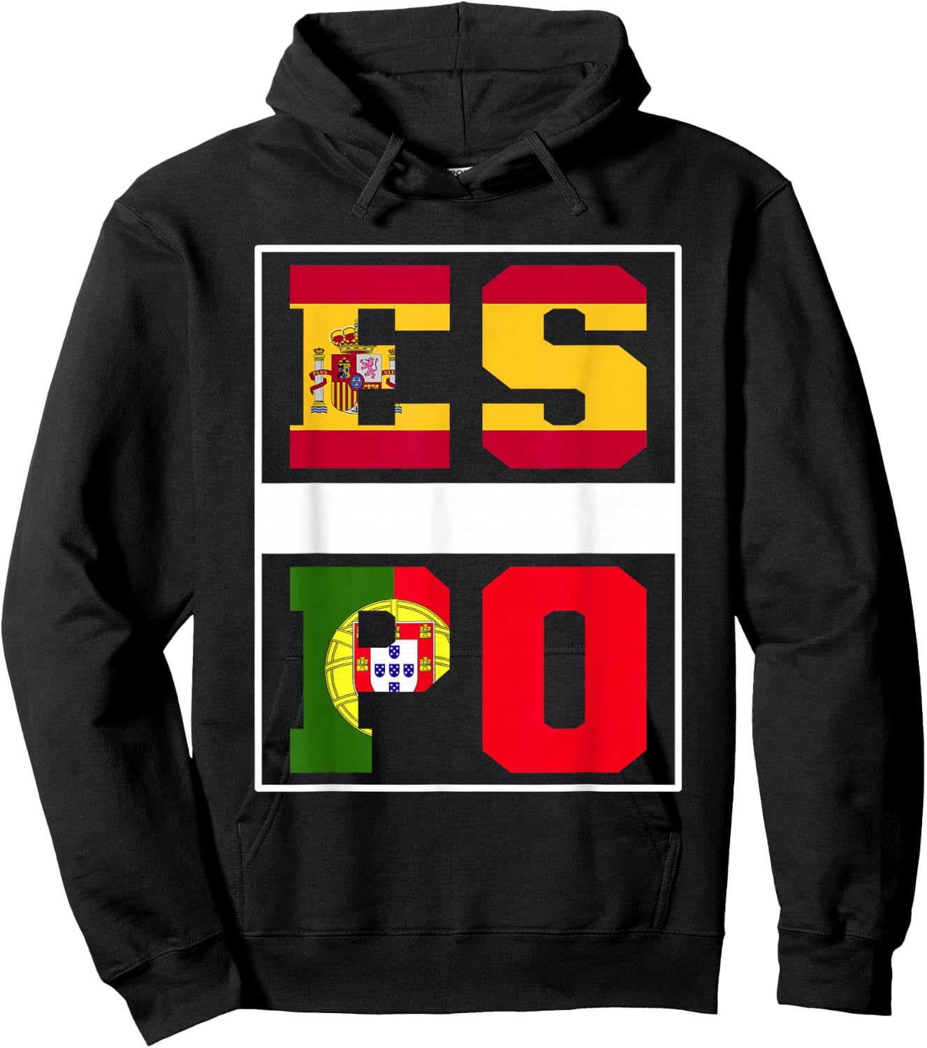 Half Portuguese half Spanish Mixed Heritage Portugal Spain Hoodie - Hoodie | Black