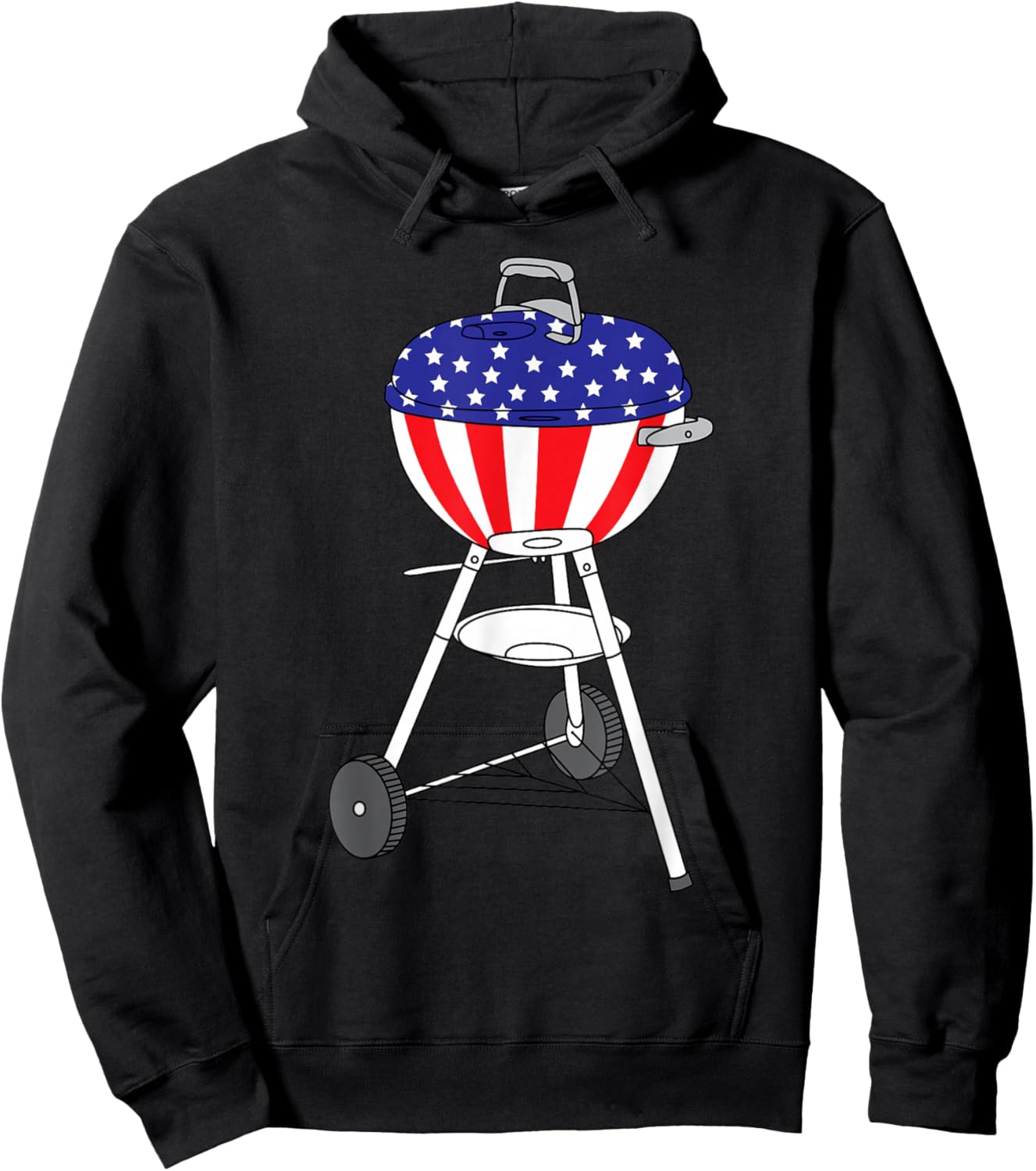 USA Charcoal Kettle Grill Shirt | July 4th Grill Gift Hoodie - Hoodie | Black