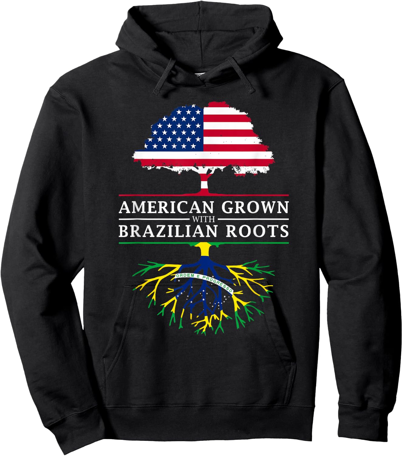 American Grown with Brazilian Roots - Brazil Hoodie - Hoodie | Black