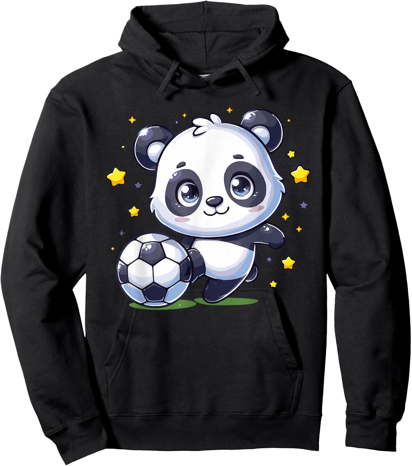 Soccer Player Panda Kicking Soccer Ball Cute Girls Graphic Hoodie - Hoodie | Black