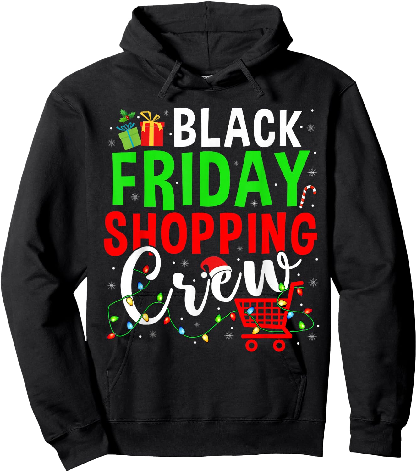 Friday Shopping Crew Christmas Lights Black Shopping Family Hoodie - Hoodie | Black