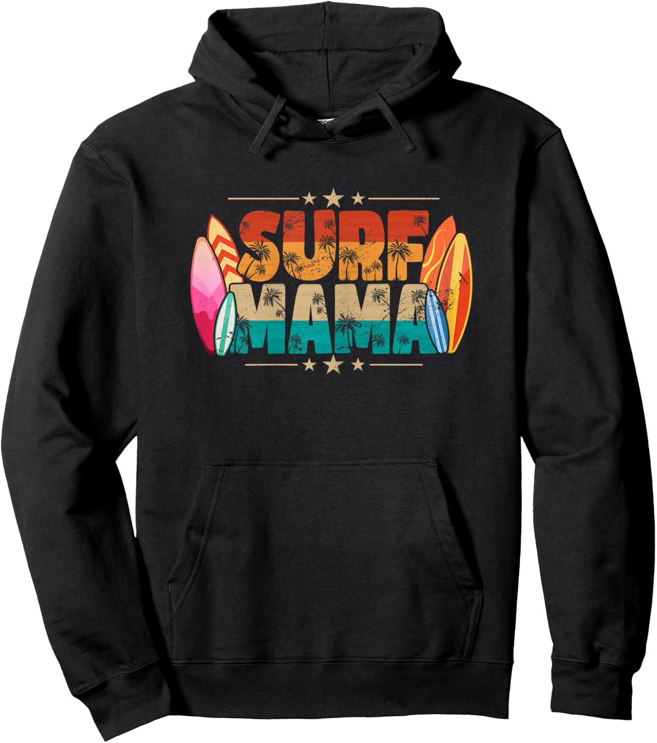 Surf Mama Surfer Mommy Mom Summer Beach Vibes Surfing Hoodie - Hoodie | Black