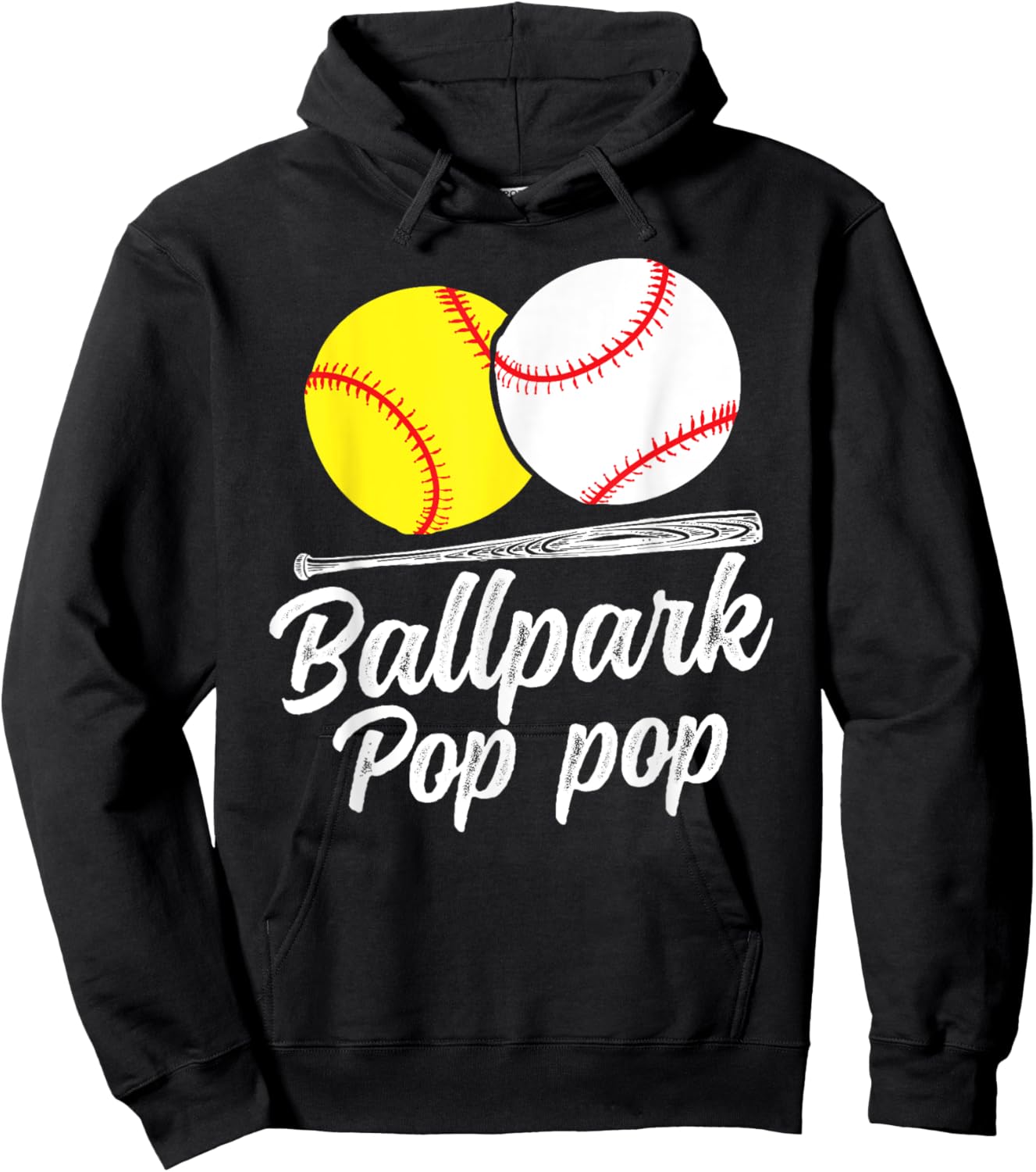 Ballpark Pop Pop Softball Baseball Pop Pop Grandpa Hoodie - Hoodie | Black