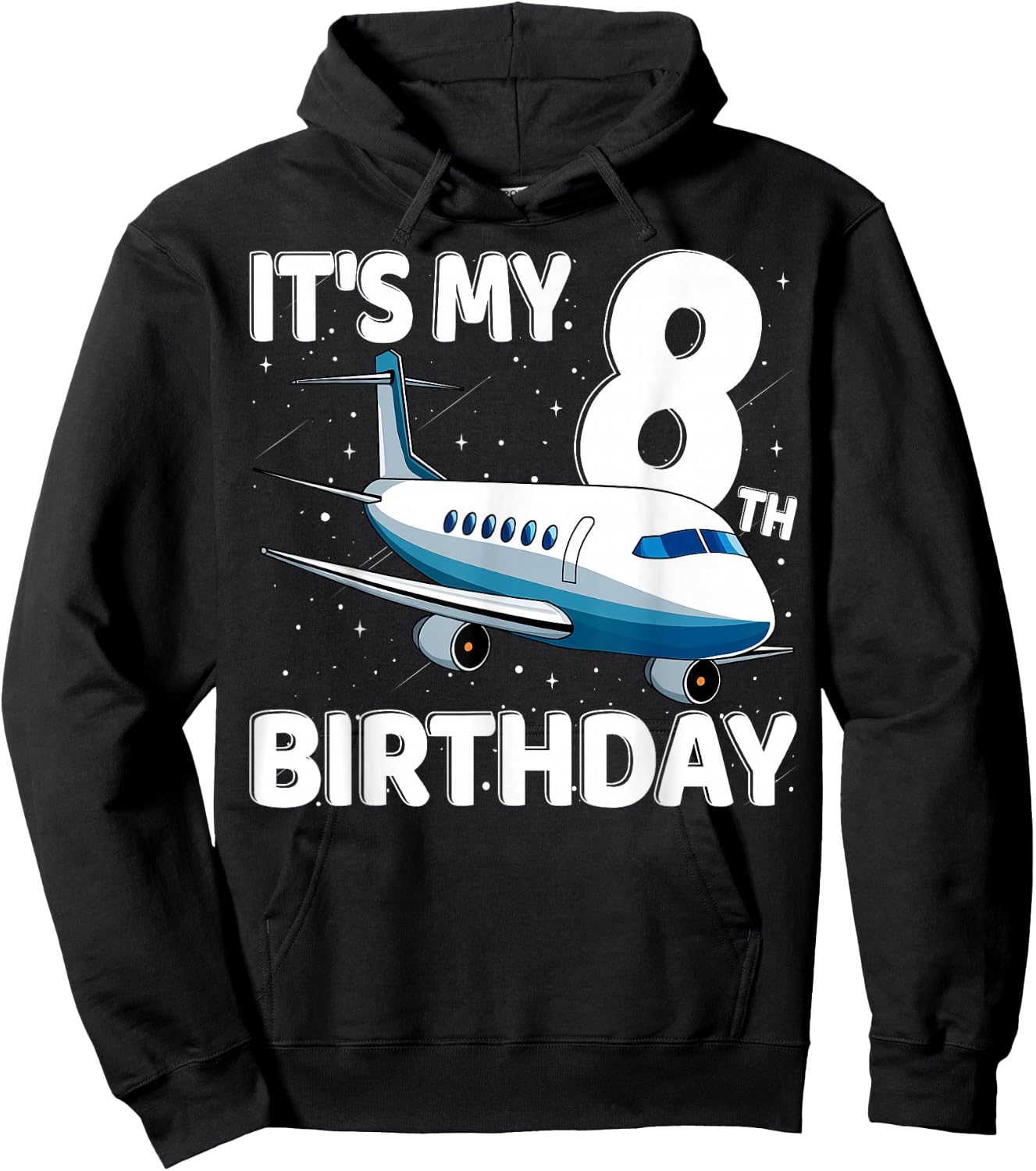 It's My 8th Birthday Airplane 8 year old Birthday Boy Girl Hoodie - Hoodie | Black