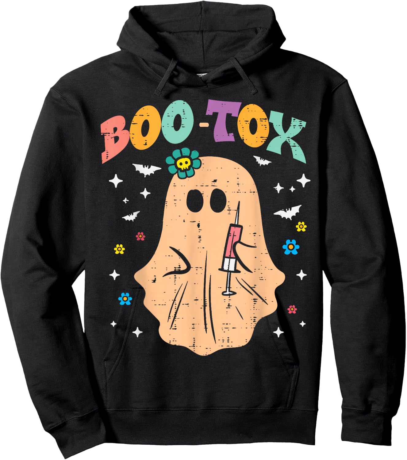 Halloween Botox Ghost Boo Tox Retro Costume Groovy Women Hoodie - Hoodie | Black