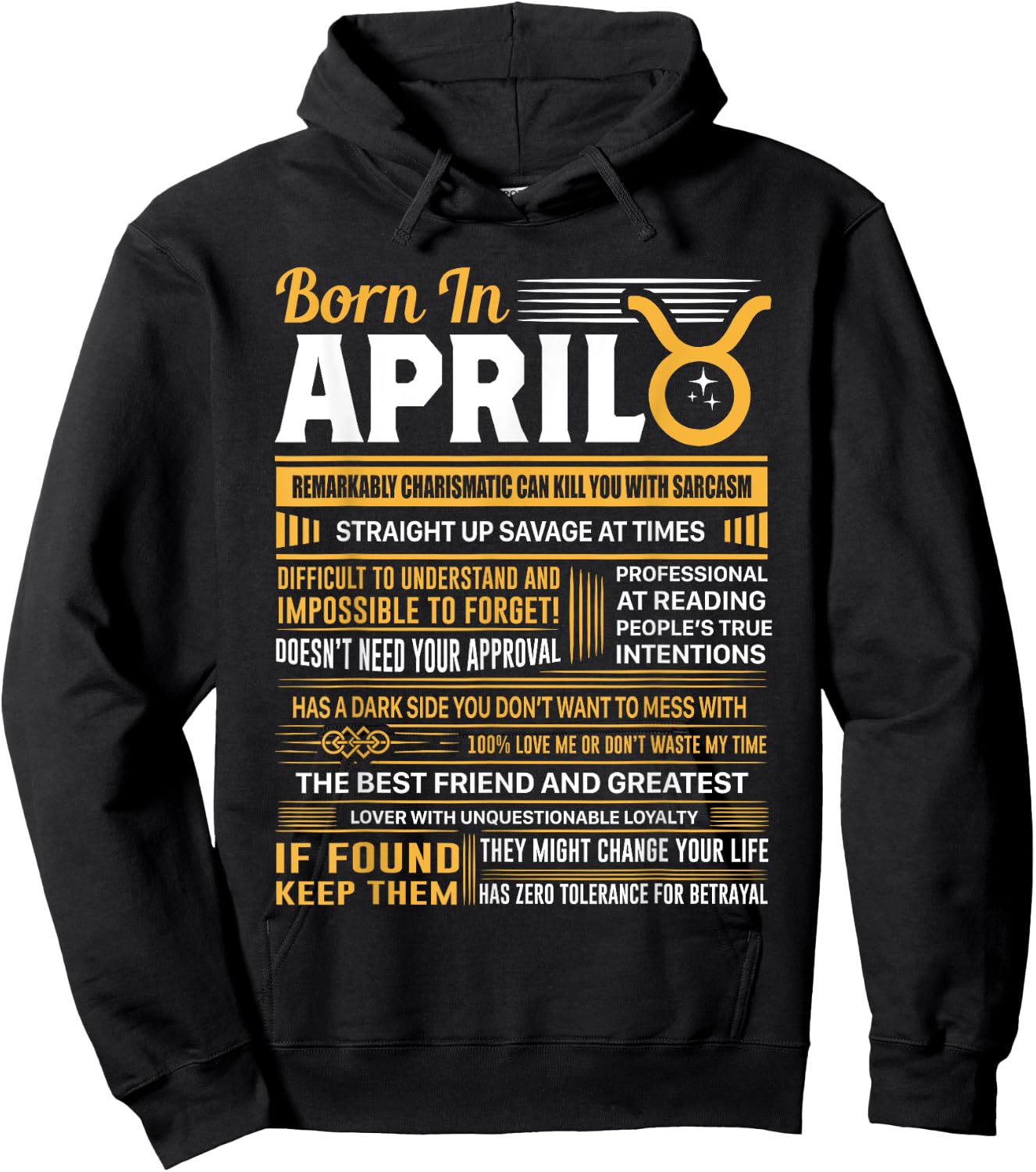 Born In April Taurus Funny Birthday Gift Hoodie - Hoodie | Black