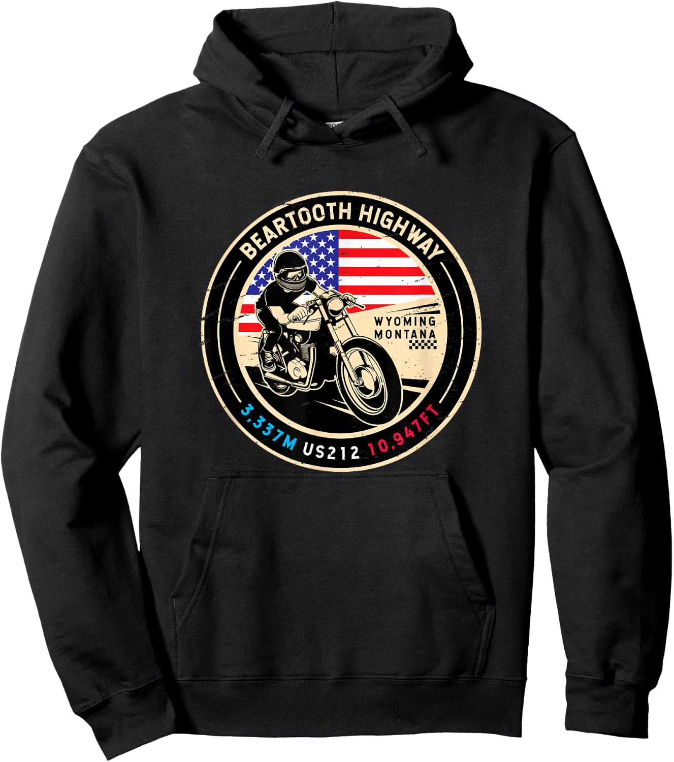 Beartooth Highway US Highway National Scenic Byway 212 Retro Hoodie - Hoodie | Black