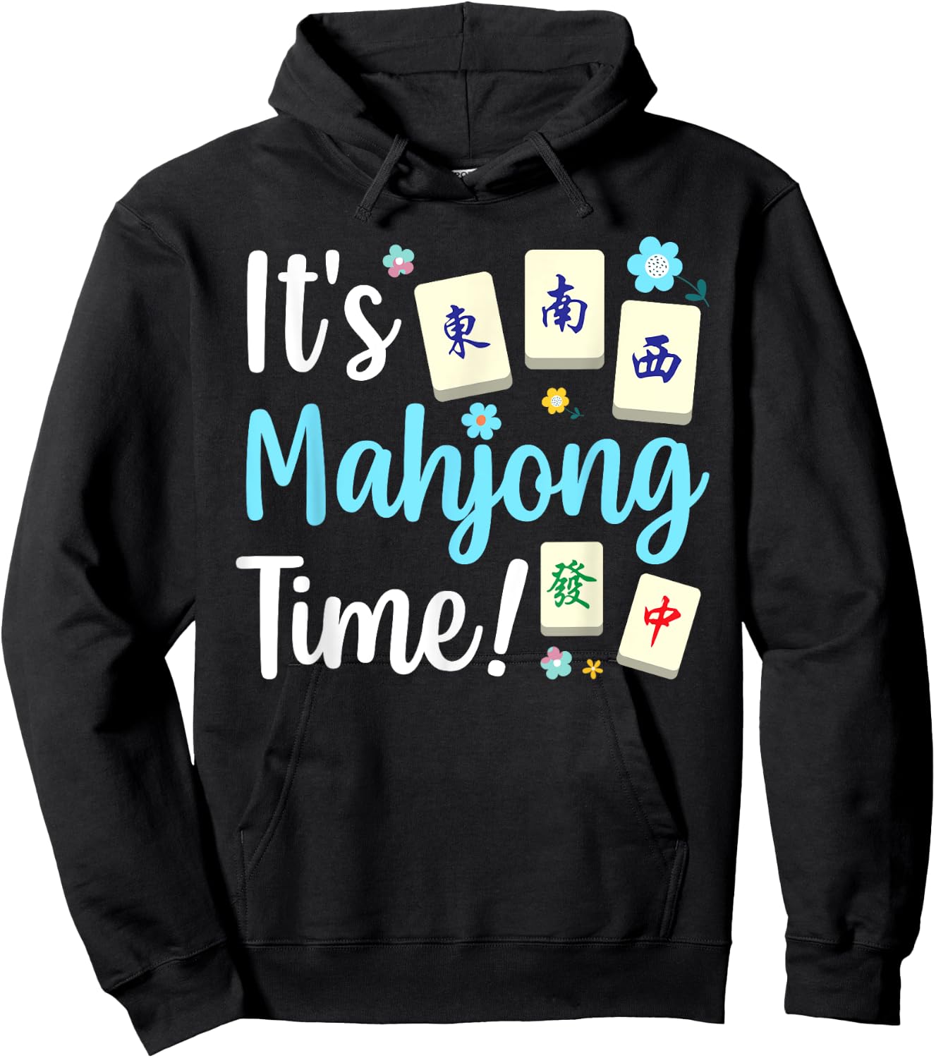 Cute Mahjong Design Women Tile Game Mahjong Player Hoodie - Hoodie | Black