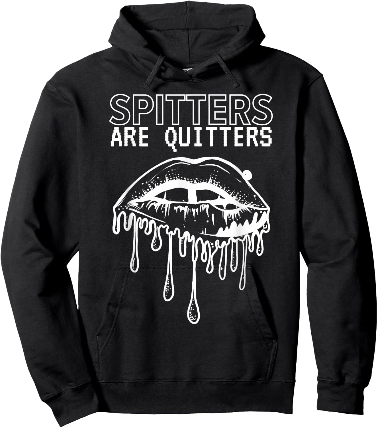 SPITTERS ARE QUITTERS -Adults Black Cotton 100% Short Sleeve Modern Humorous Hoodie - Hoodie | Black