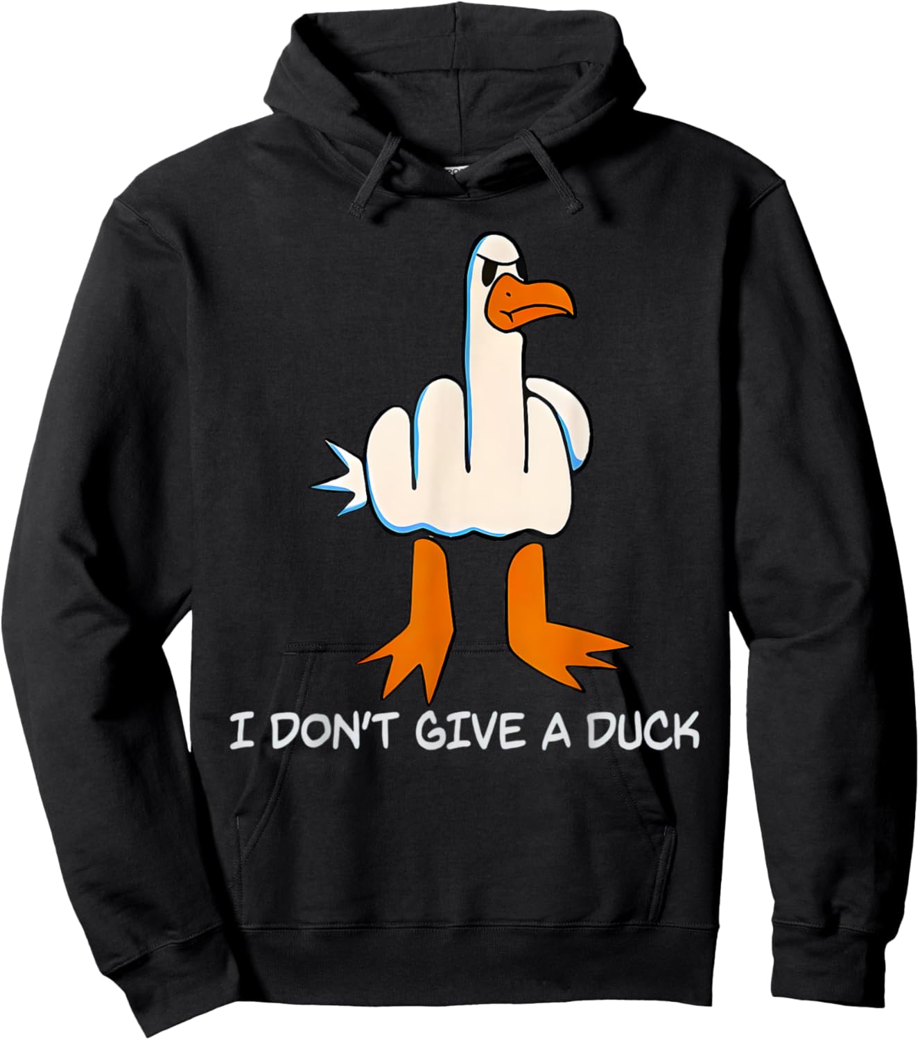 I Don't Give A Duck Middle Finger Funny Offensive Rude Duck Hoodie - Hoodie | Black