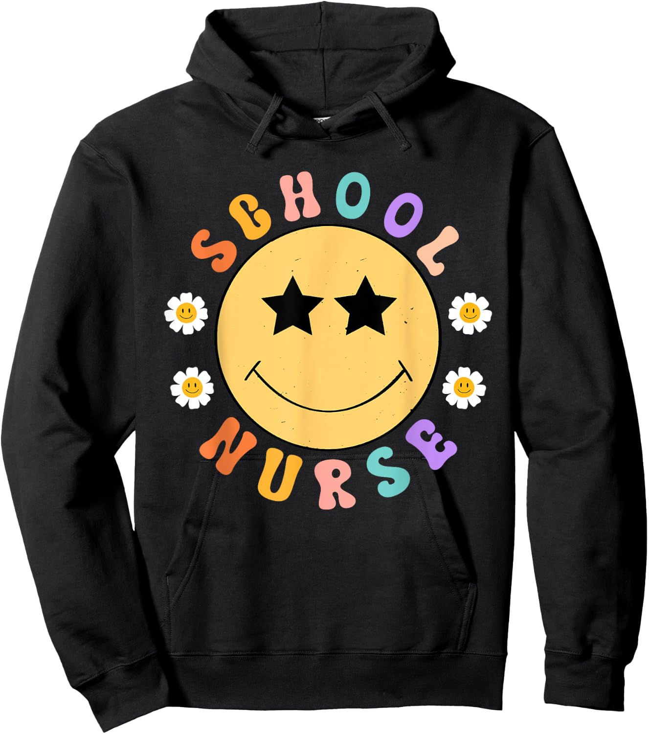 Retro School Nurse Smile Face Appreciation Nursing Nurse Day Hoodie - Hoodie | Black