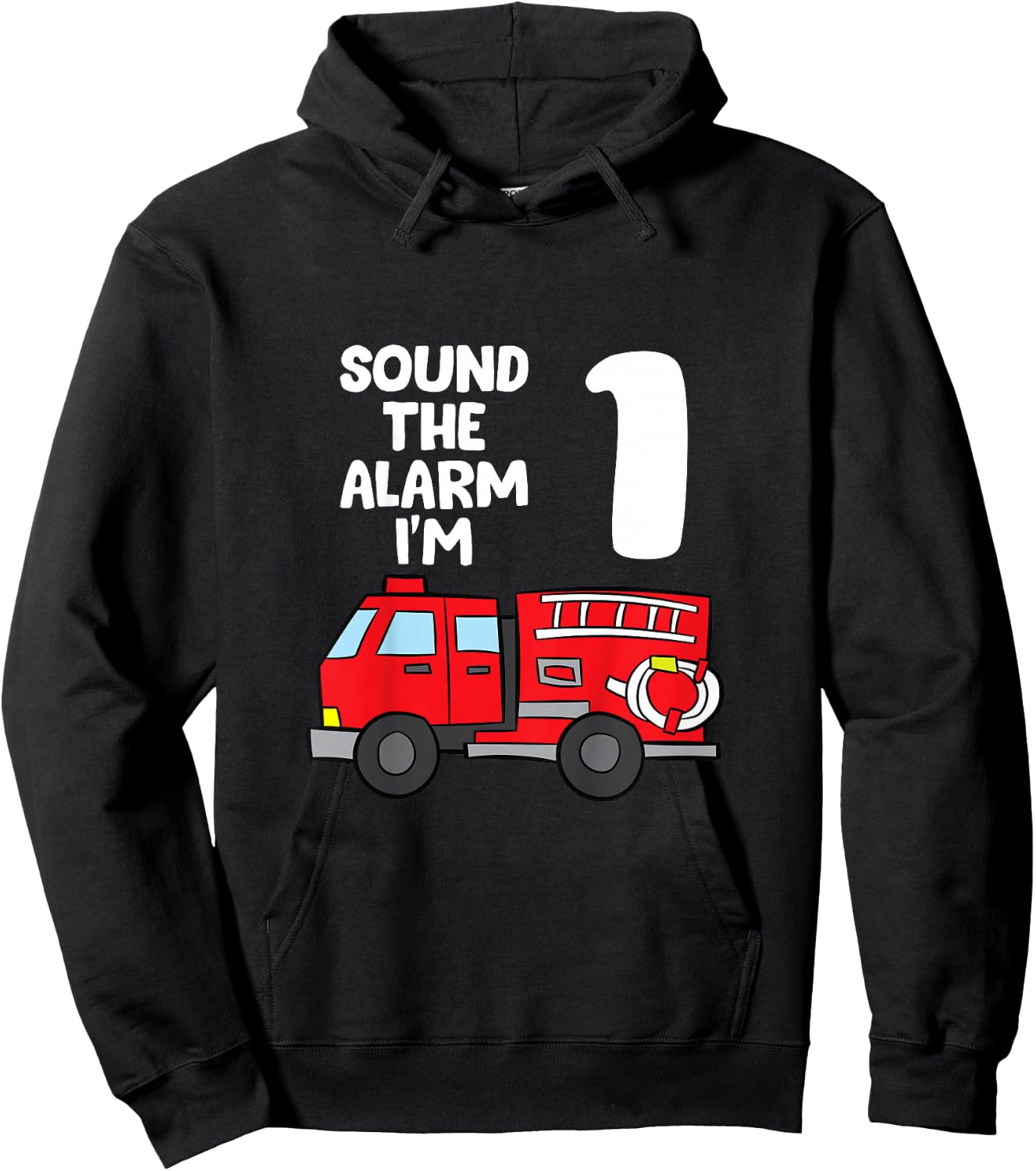 Sound Alarm I'm 1 Children 1. Birthday Fire Truck Hoodie - Hoodie | Black
