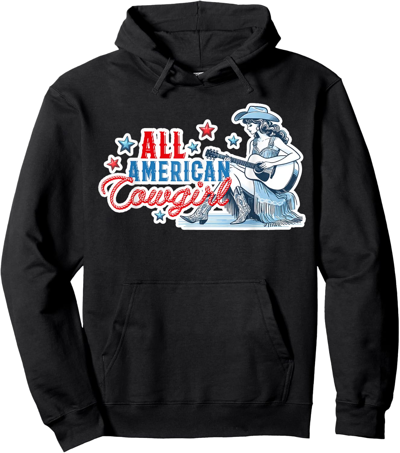 All American Cowgirl Women's Western Patriotic Rodeo Cowgirl Hoodie - Hoodie | Black