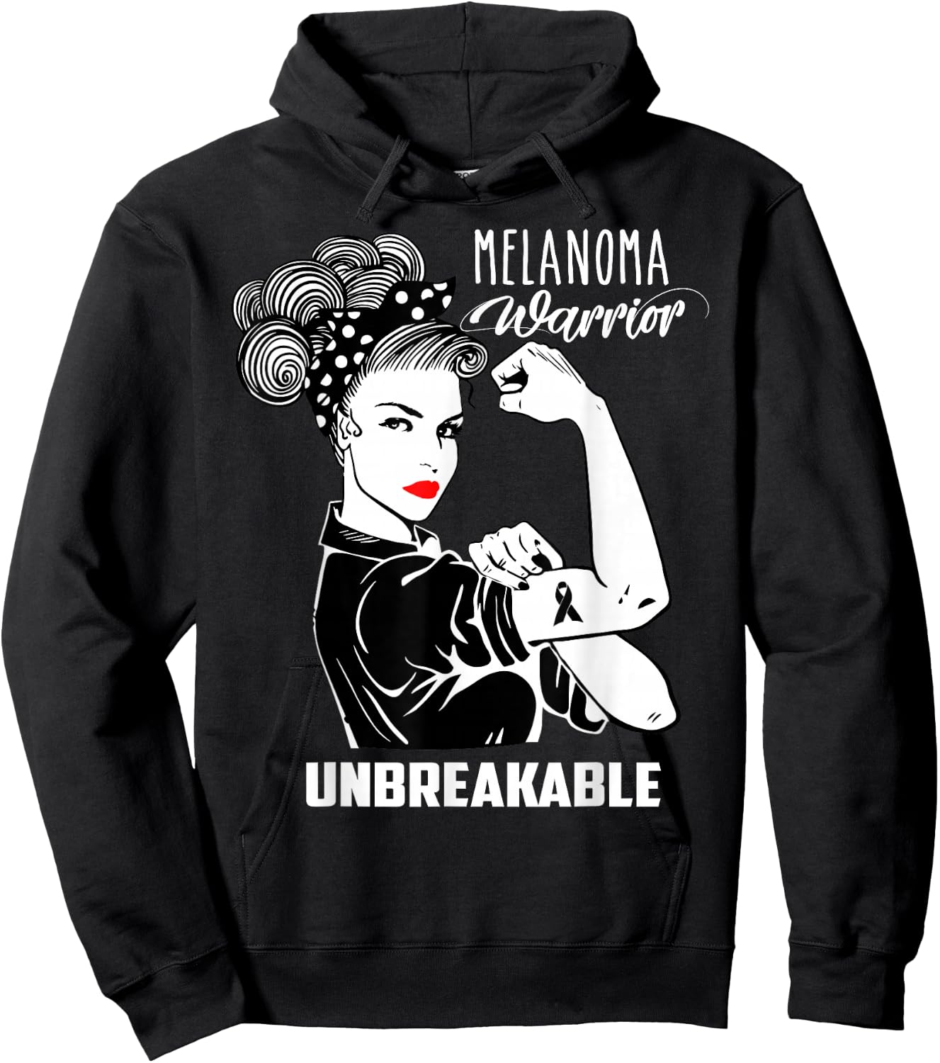 Melanoma Warrior Unbreakable Shirt Melanoma Awareness Gift Hoodie - Hoodie | Black