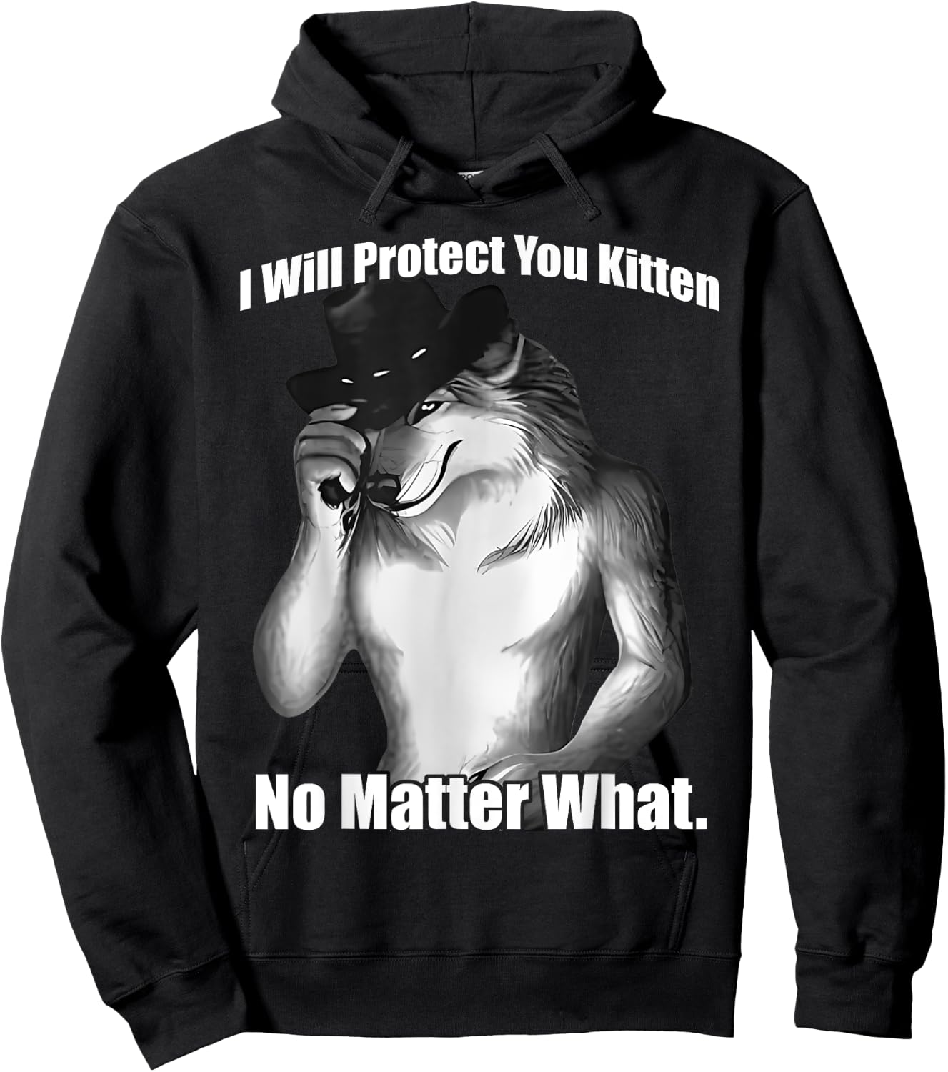 I'll Protect You Kitten No Matter What Wolf Men And Women Hoodie - Hoodie | Black