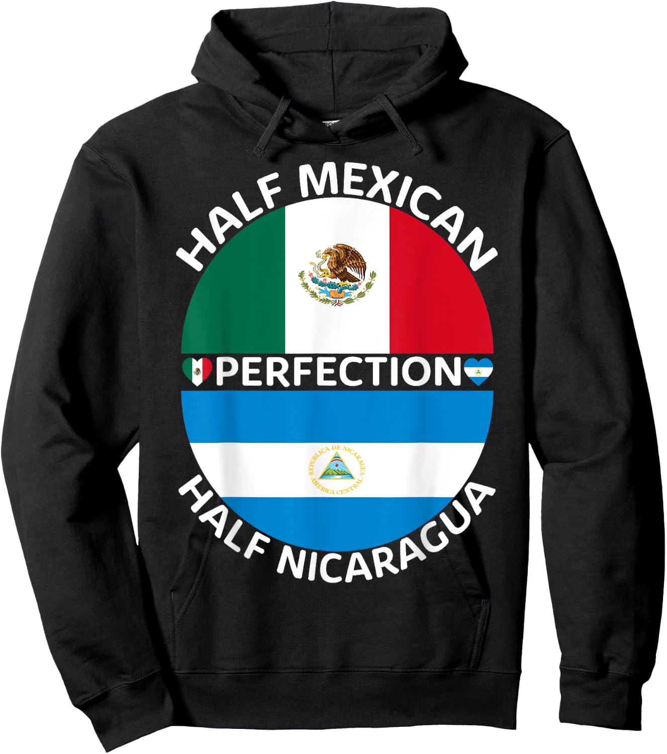 Half Mexican Half Nicaraguan Mexico Nicaragua Flag Roots Men Hoodie - Hoodie | Black