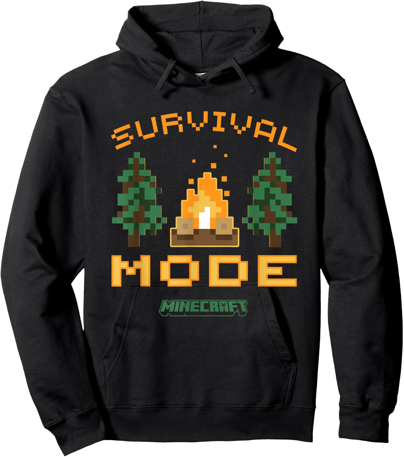 Minecraft Survival Mode Campfire in The Woods Hoodie - Hoodie | Black