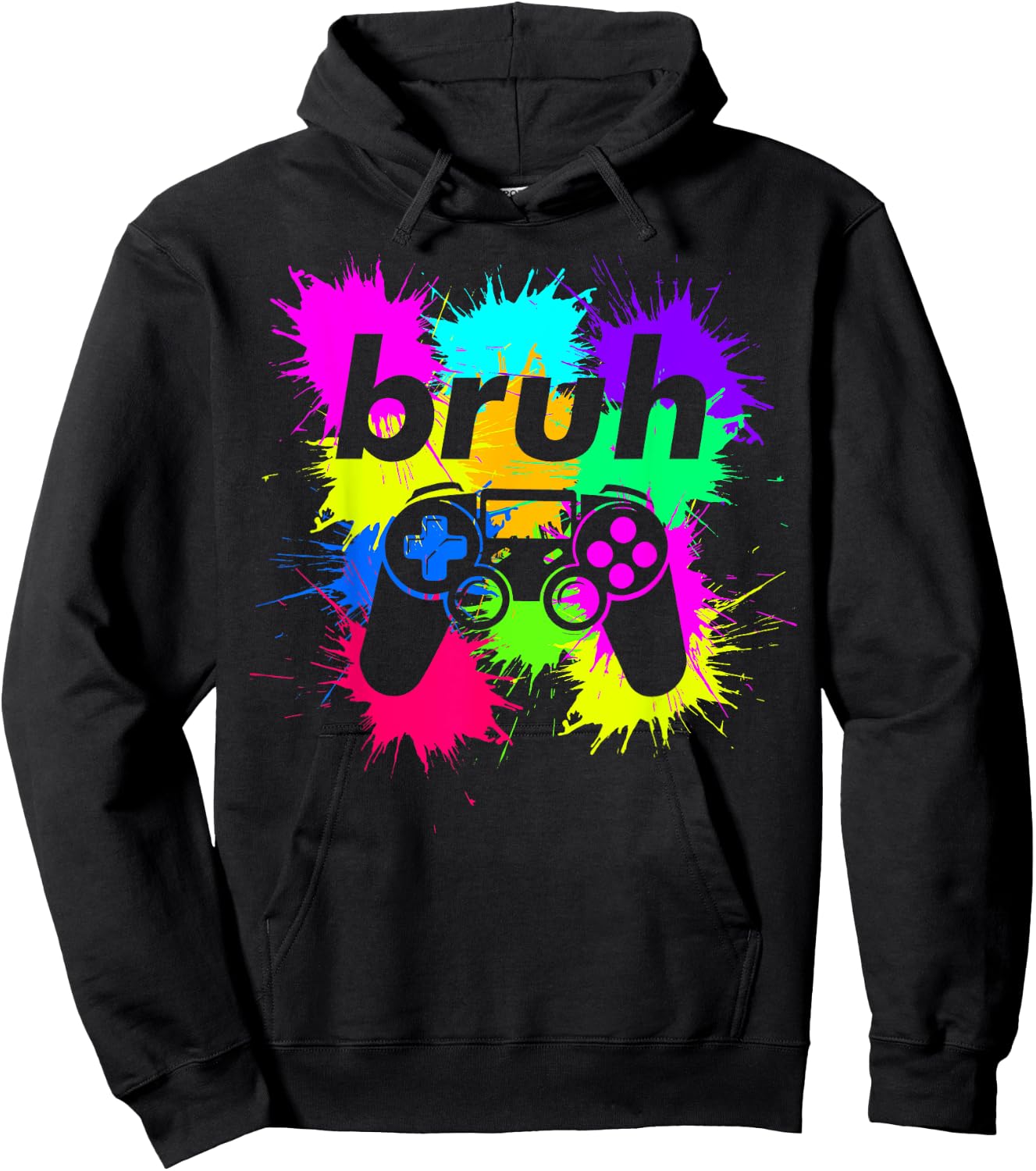 Bruh Meme Video Game Controller Cool Gamer Boy Teen Boys Men Hoodie - Hoodie | Black