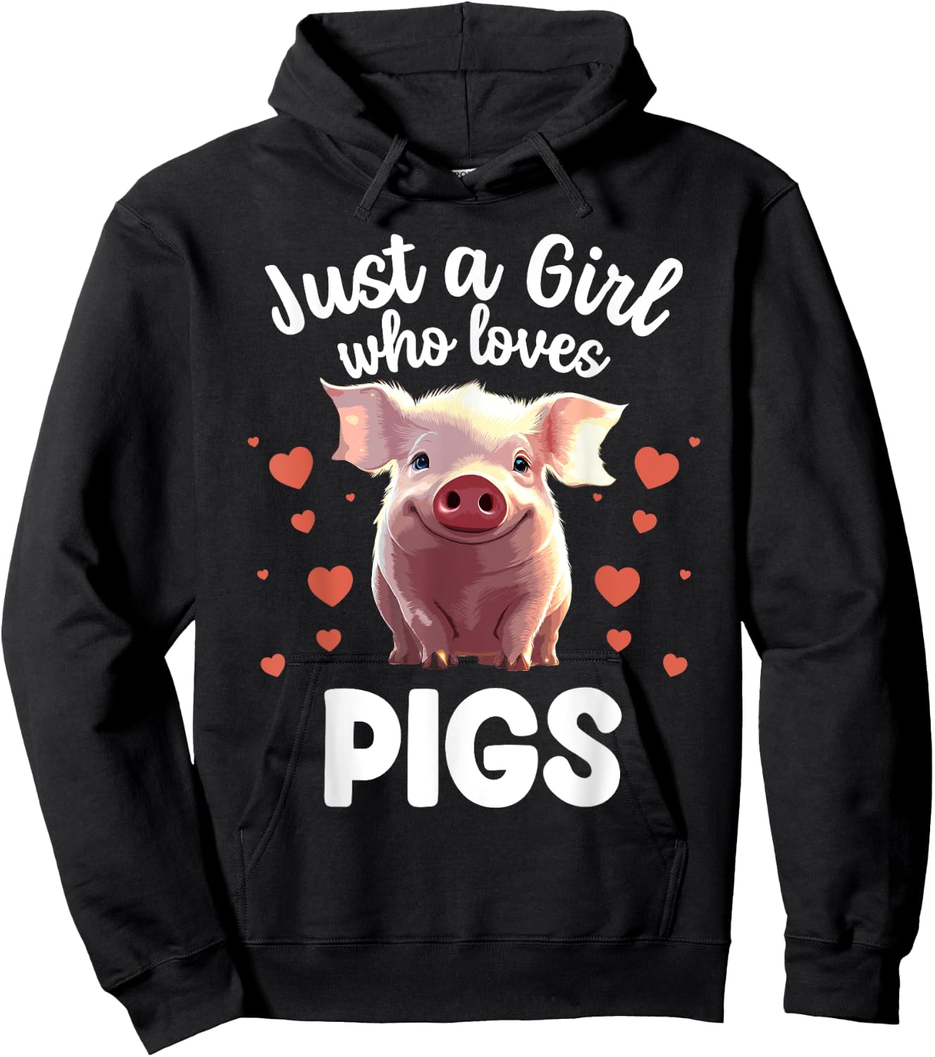 Funny Pig Lover Design Girls Farm Animal Piggy Pig Hoodie - Hoodie | Black
