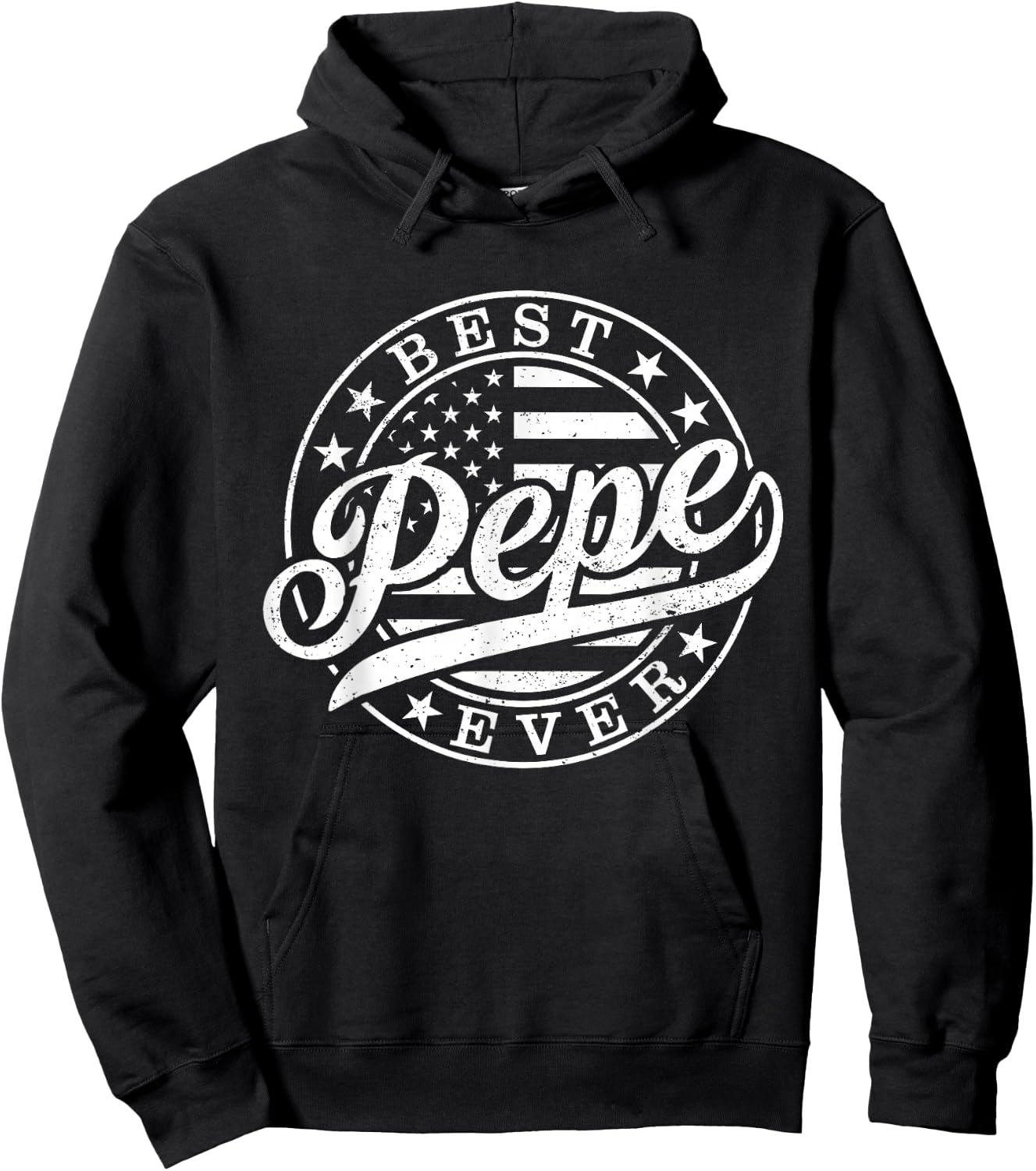 Best Pepe Ever American US Flag Funny Grandpa Father's Day Hoodie - Hoodie | Black