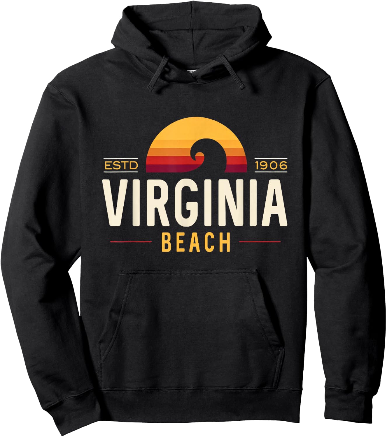 Virginia Beach Virginia | Virginia Beach Retro Wave Logo Hoodie - Hoodie | Black