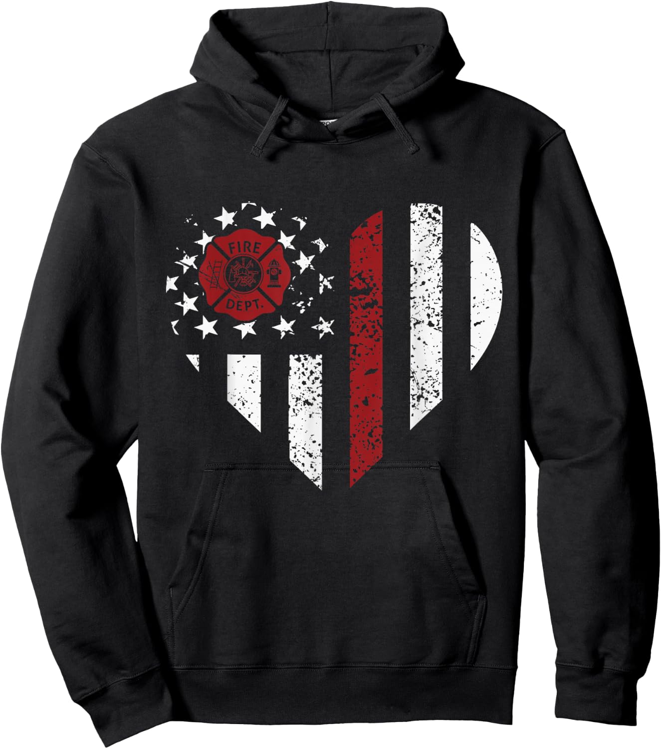 Heart Firefighter Emt Fire Department Vintage Fireman Hoodie - Hoodie | Black