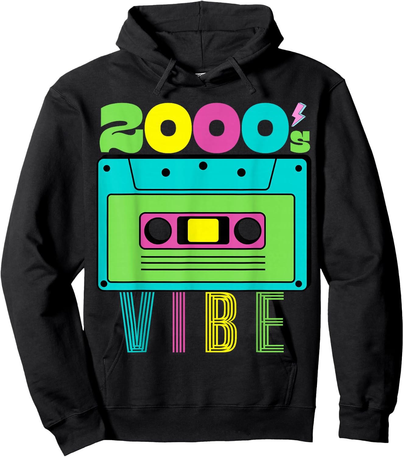 2000's Vibe Theme Party 2000s Costume Early 2000s 90's Tape Hoodie - Hoodie | Black