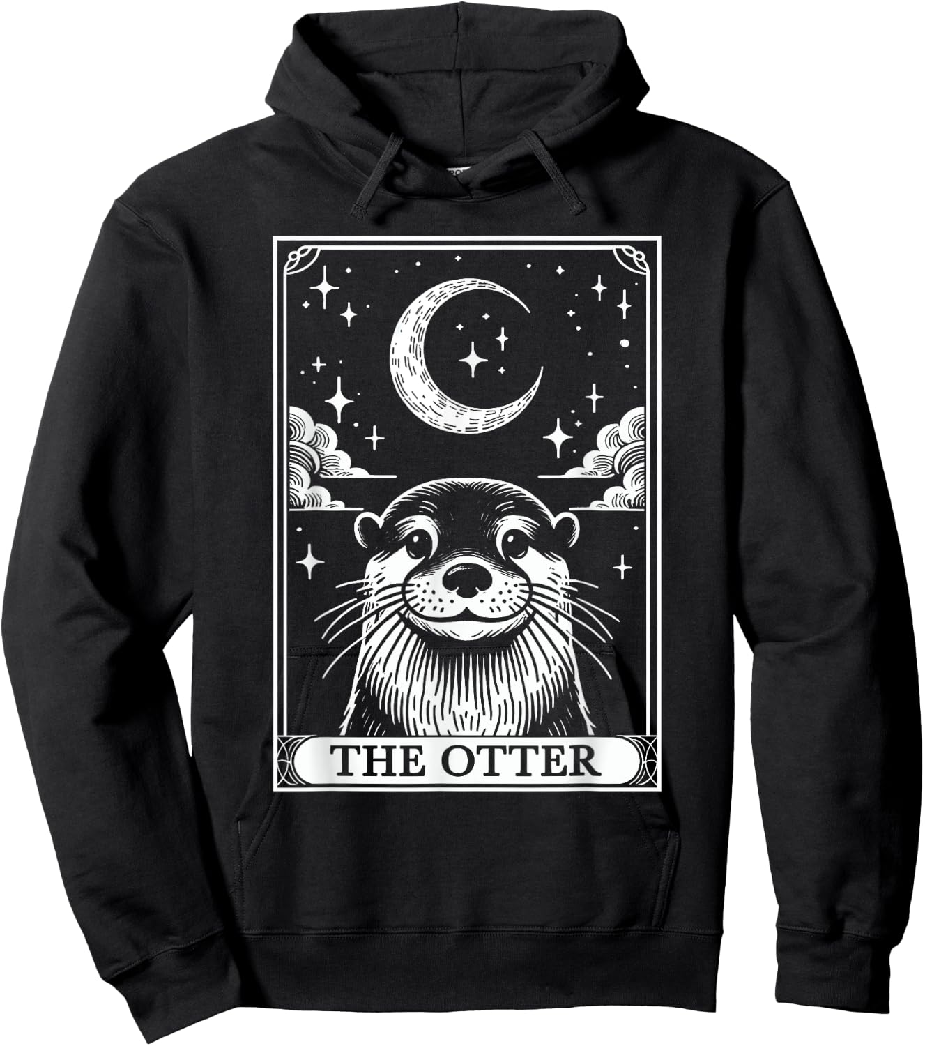 Tarot Card Vintage Crescent Moon Otter Animal Lovers Hoodie - Hoodie | Black