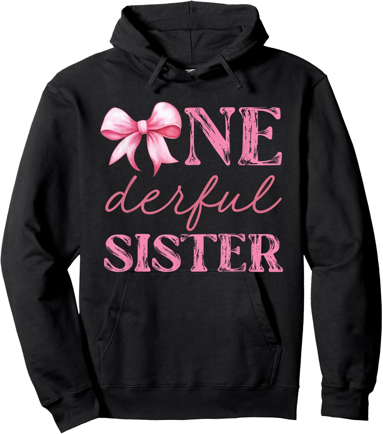 Miss Onederful Sister Coquette First Birthday Pink Bow Hoodie - Hoodie | Black
