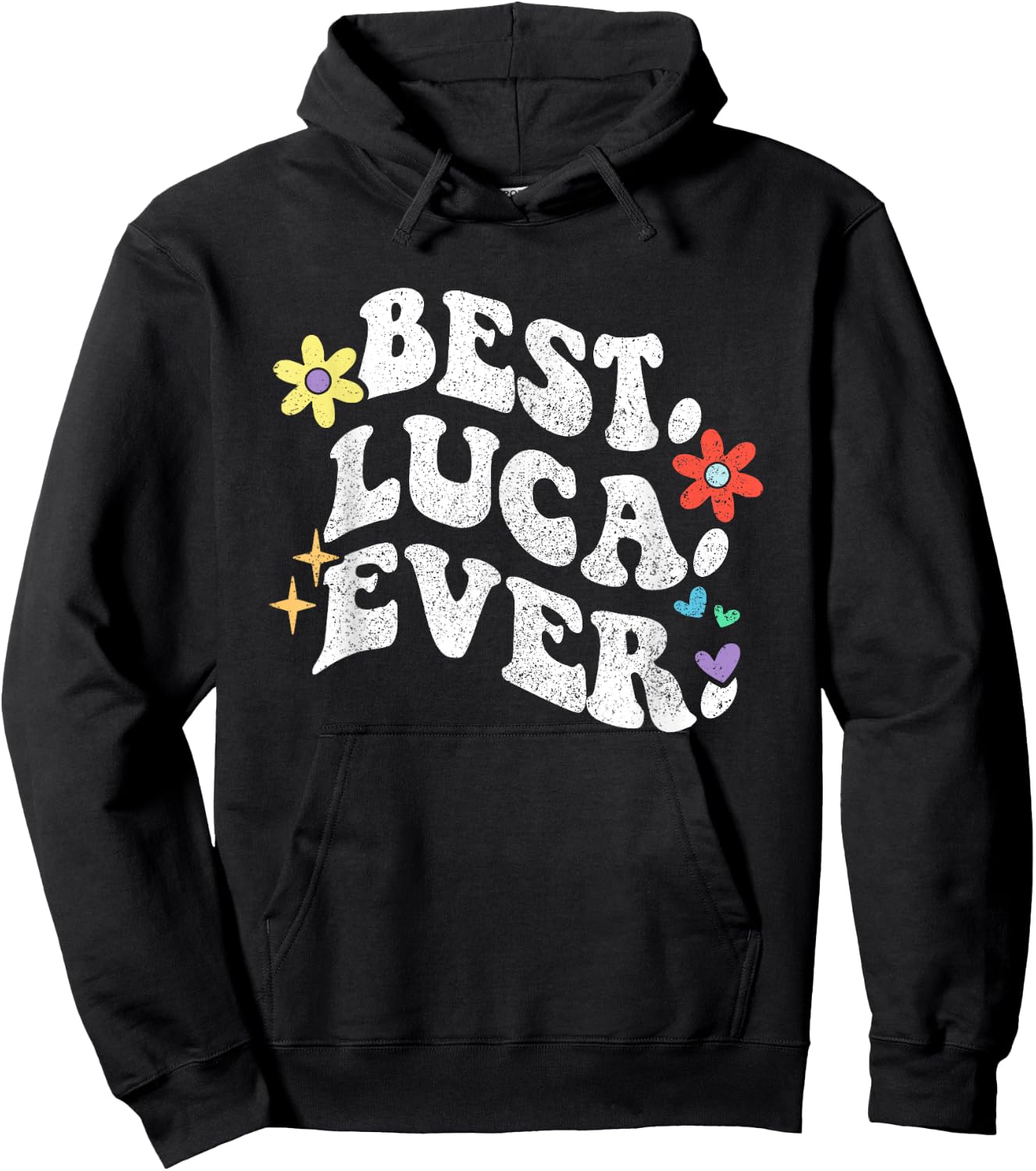 Retro Groovy Best LUCA Ever First Name Mother's Day Girl Hoodie - Hoodie | Black