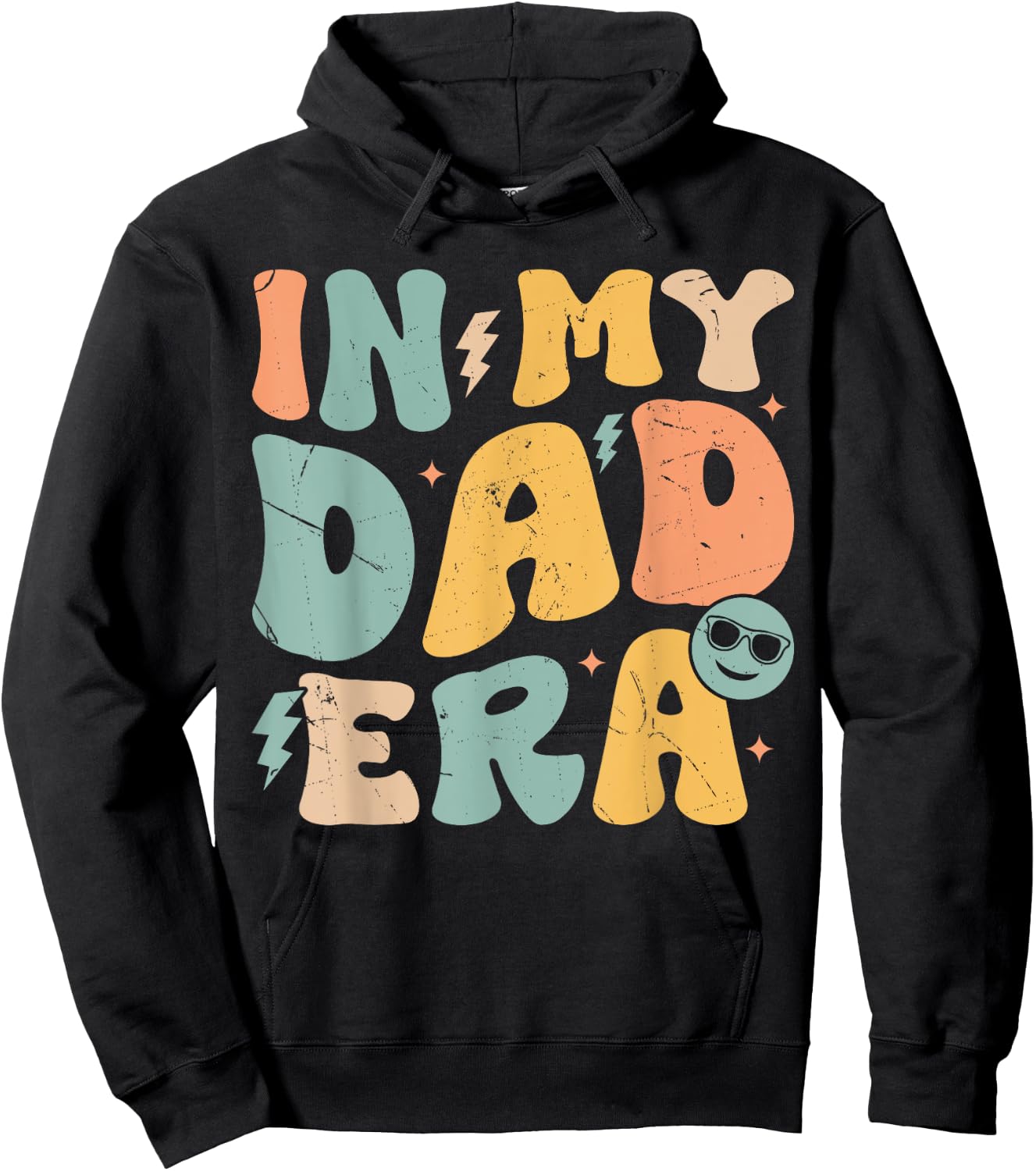 In My Dad Era Groovy Funny Papa Daddy Fathers Day Hoodie - Hoodie | Black