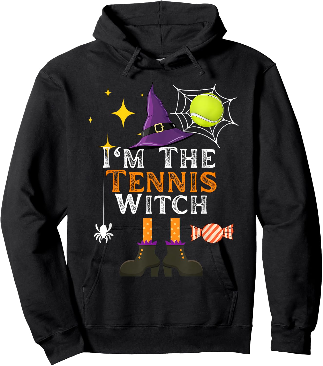 I'm The Tennis Witch Halloween Costume Matching Tennis Coach Hoodie - Hoodie | Black