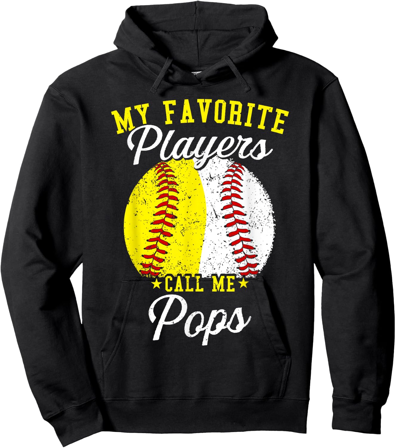 Funny My Favorite Baseball Softball Player Calls Me Pops Hoodie - Hoodie | Black
