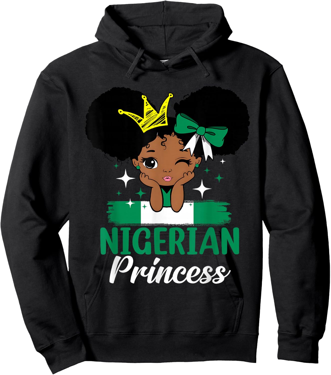 Nigerian Princess Nigeria Girl Melanin Cute Nigerian Flag Hoodie - Hoodie | Black